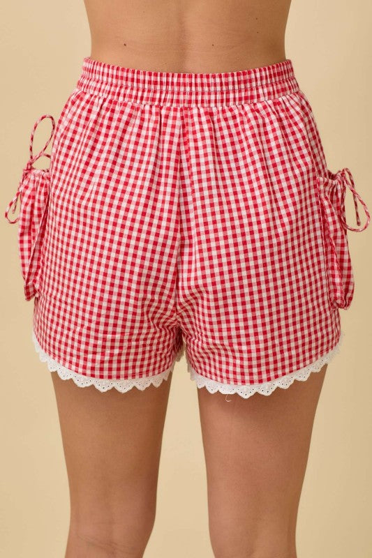 Red Gingham Side Pocket Shorts FINAL SALE Trend Clothing — free download