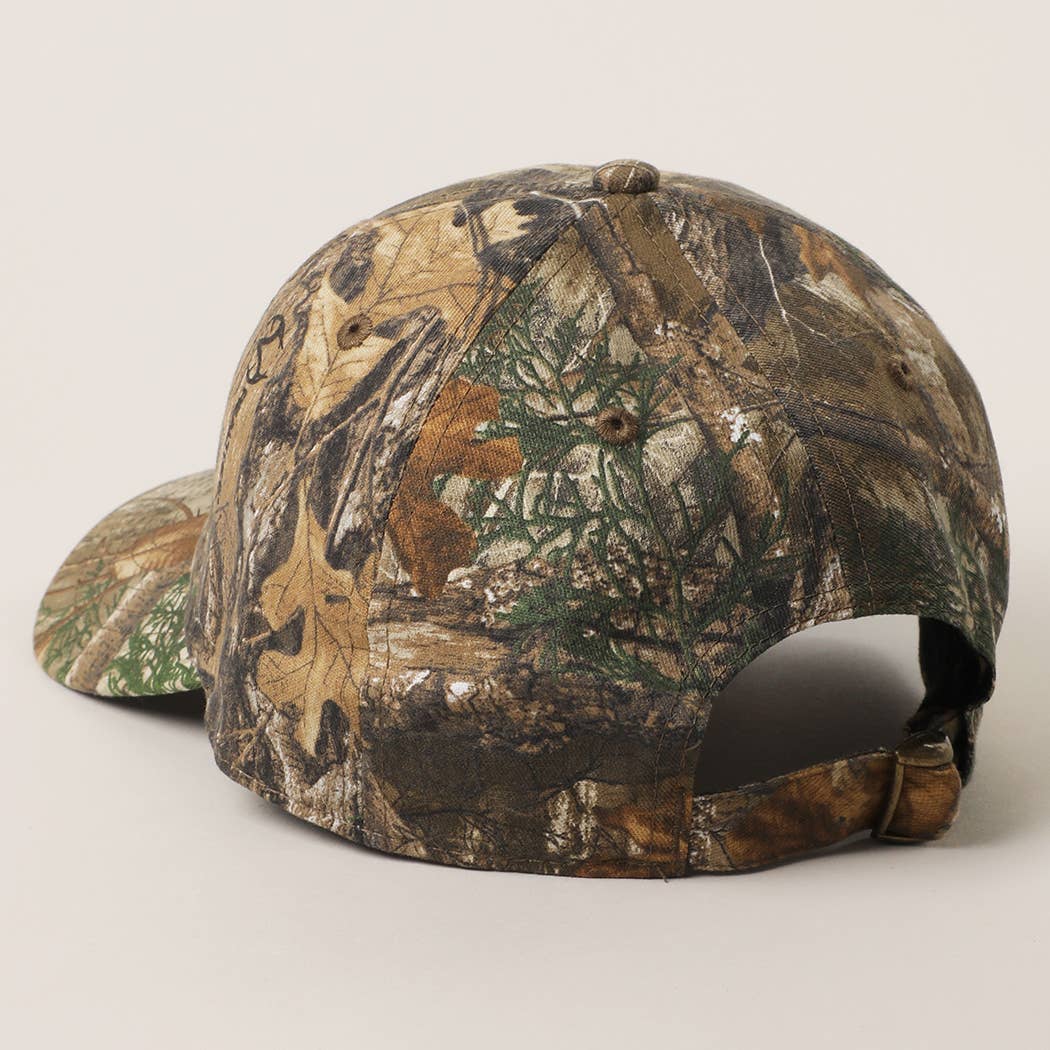 Flying Mallard Embroidered Cap with Leaf Print