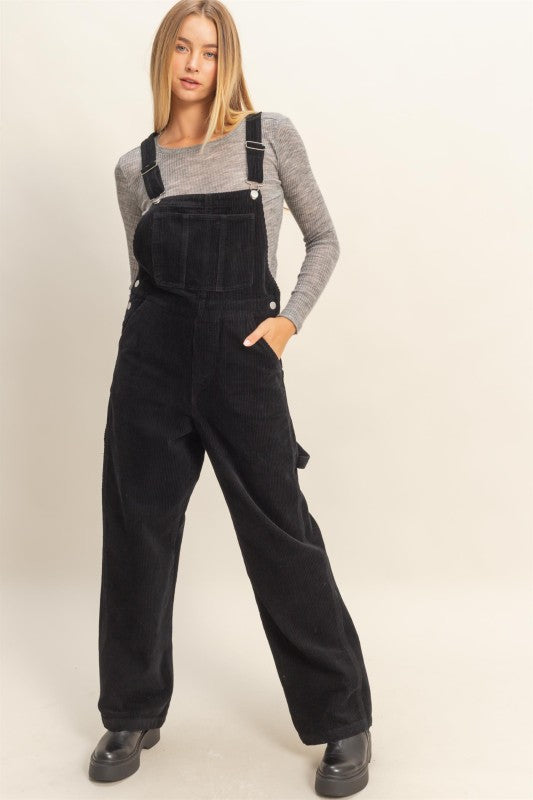 Black Corduroy Overalls
