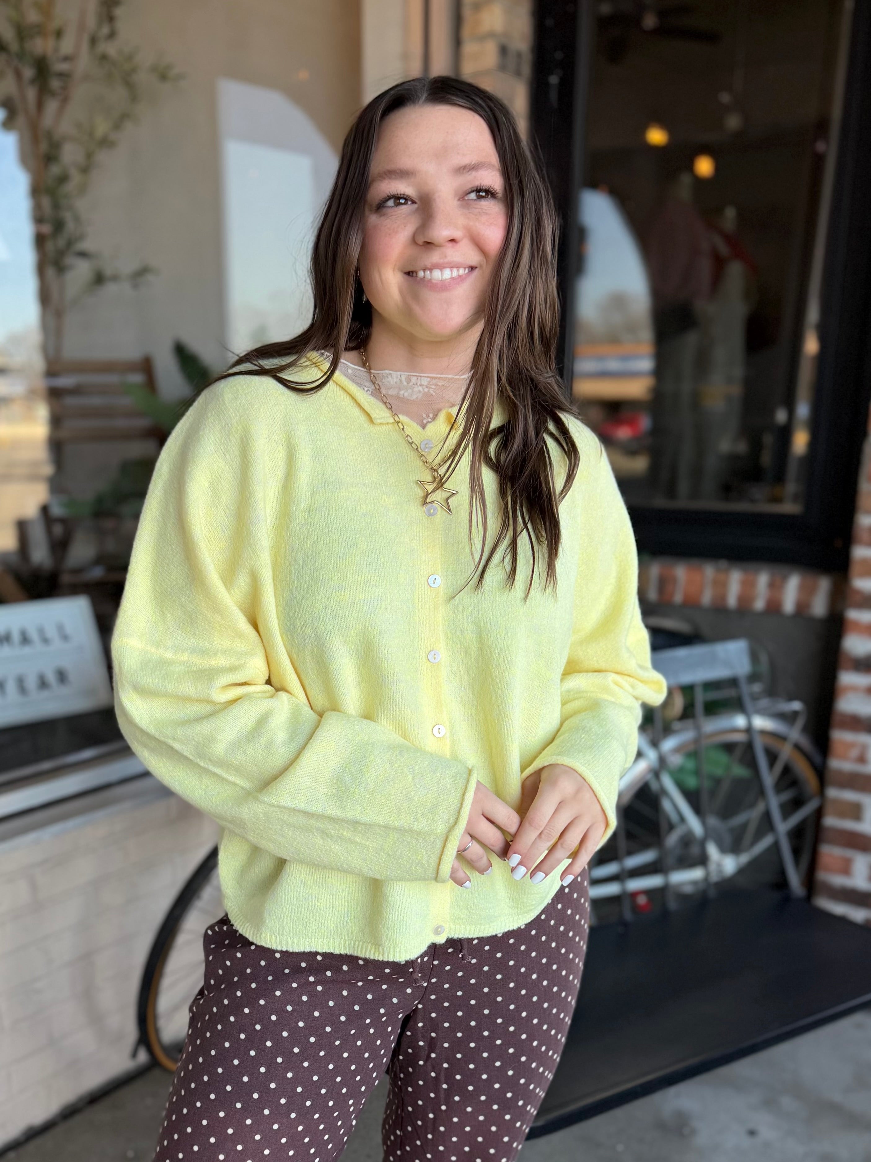 Yellow Button Down Cardigan