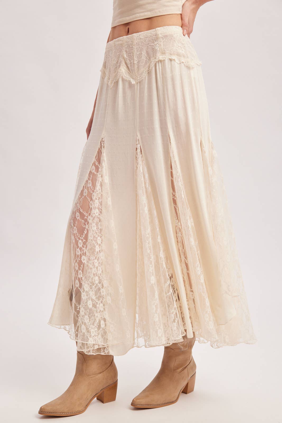 Cream Lace Maxi Skirt