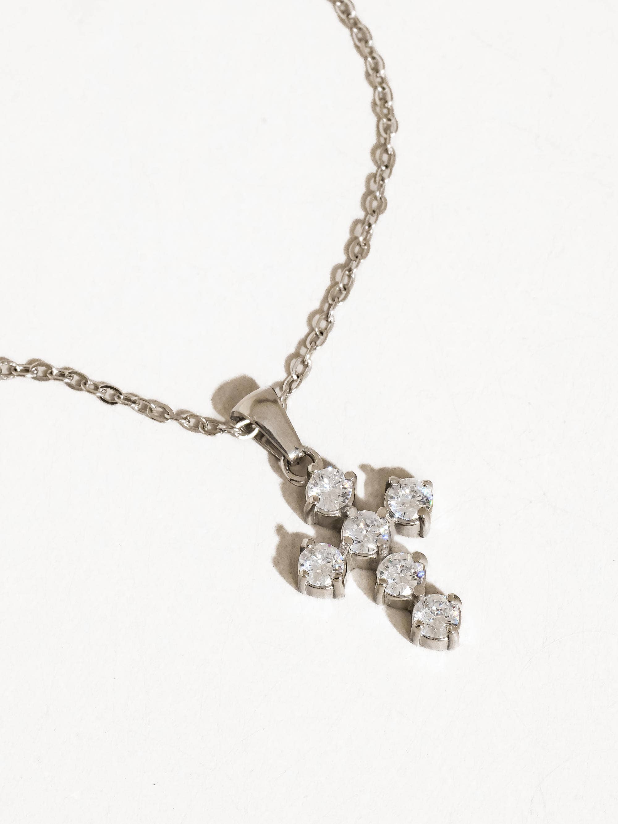 18K Silver Non-Tarnish Dainty Cross Necklace