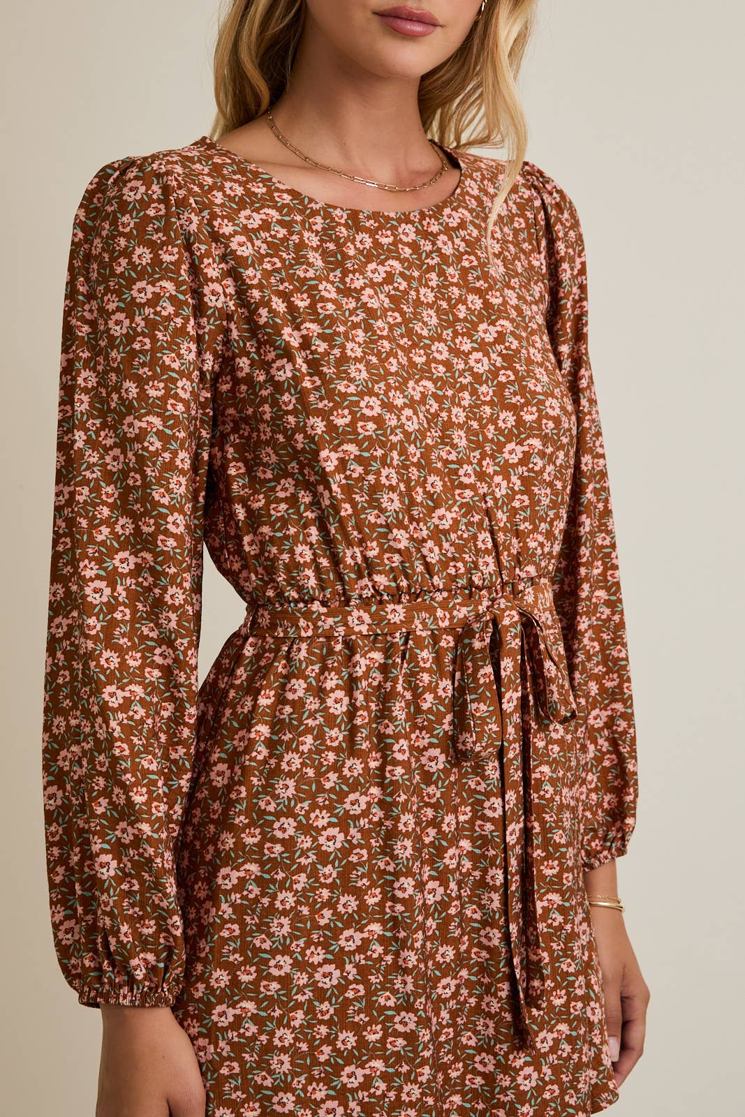 Mocha Ditsy Floral Dress