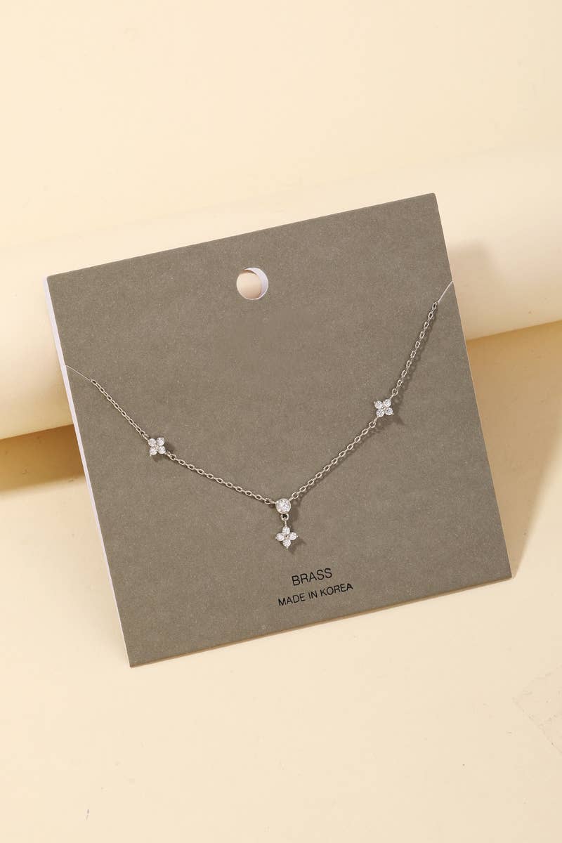 Silver Rhinestone Charms Necklace
