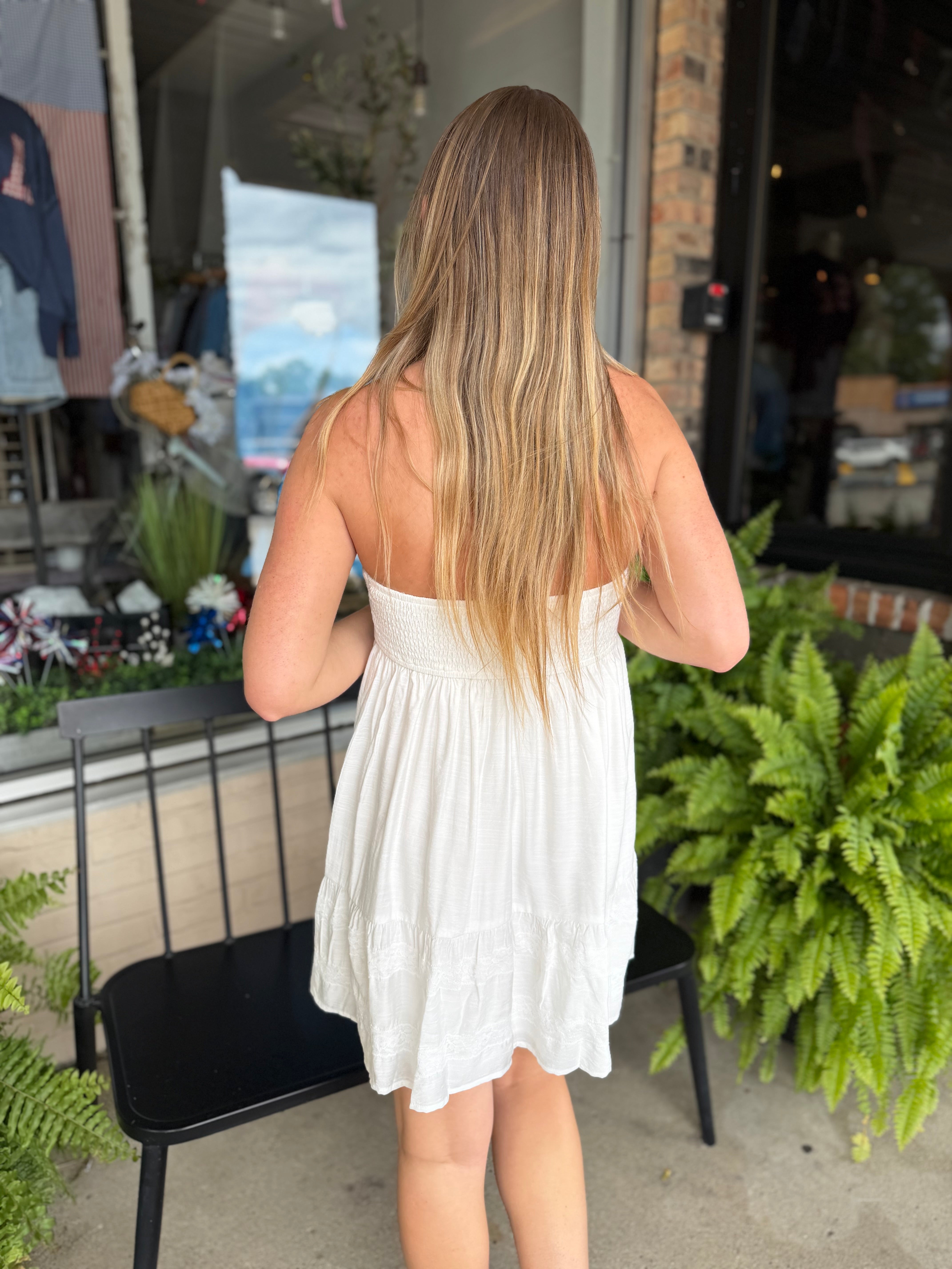 White Strapless Mini Dress