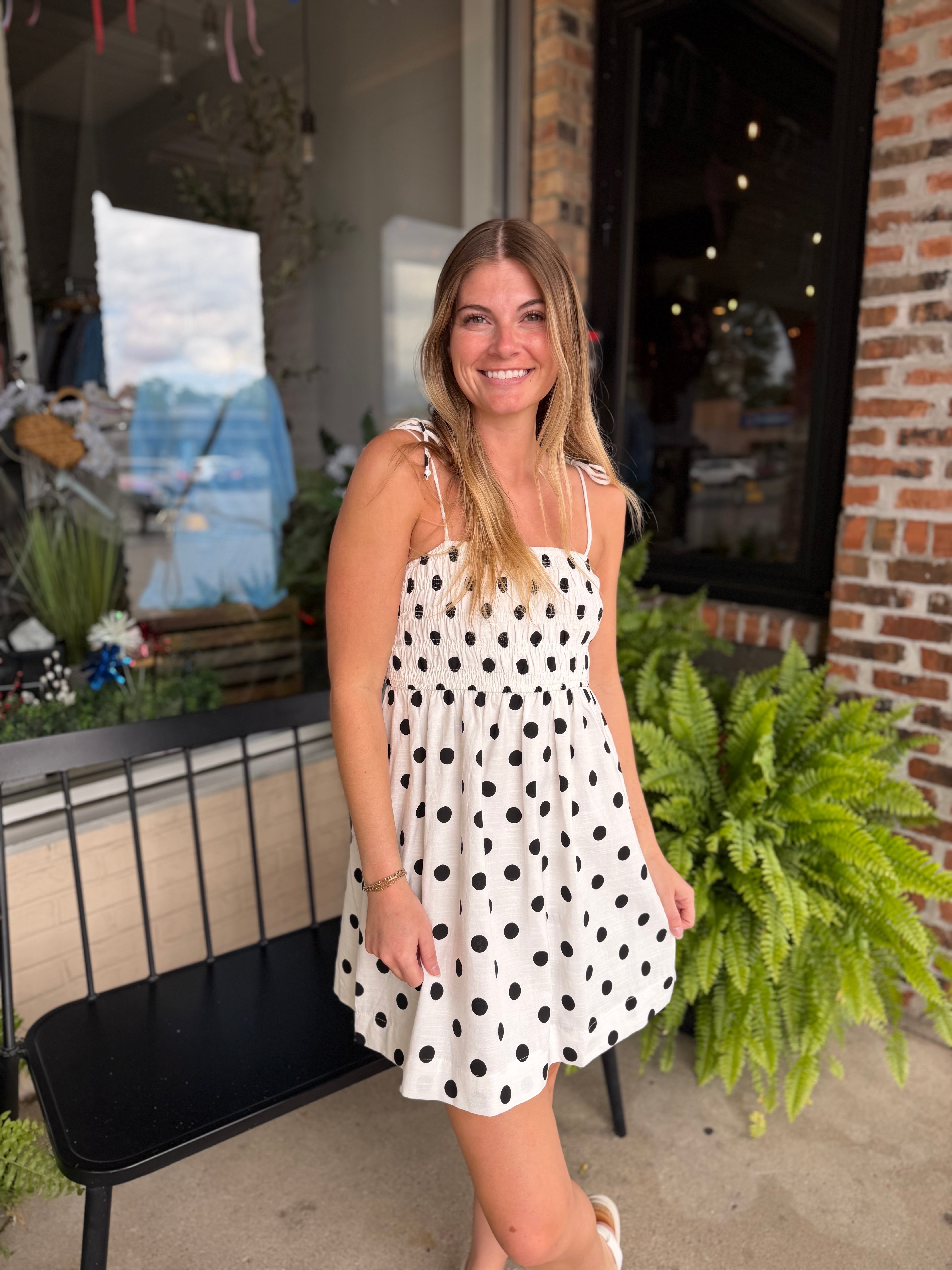Polka Dot Smocked Mini Dress