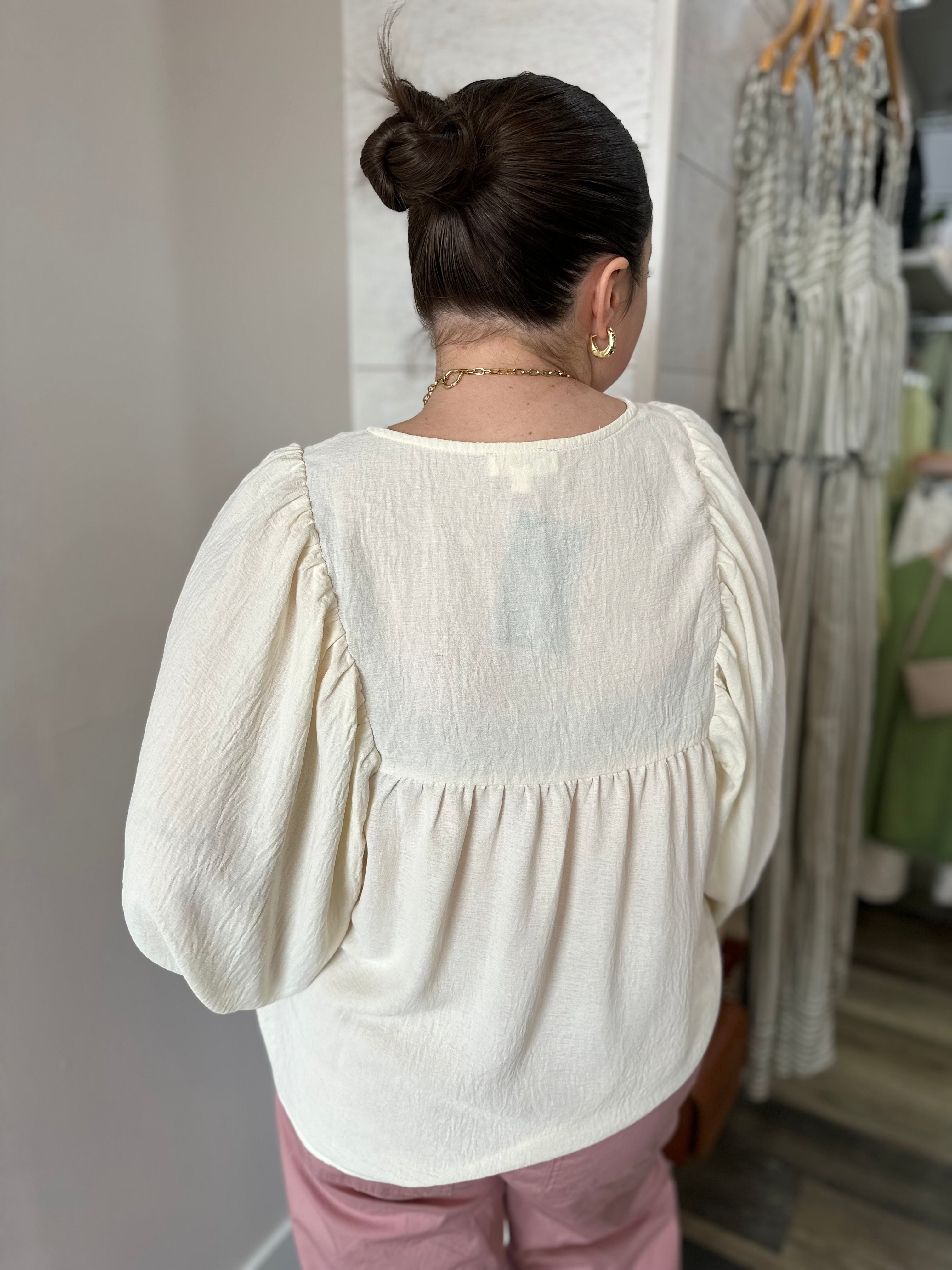 Ivory Bow Front Blouse