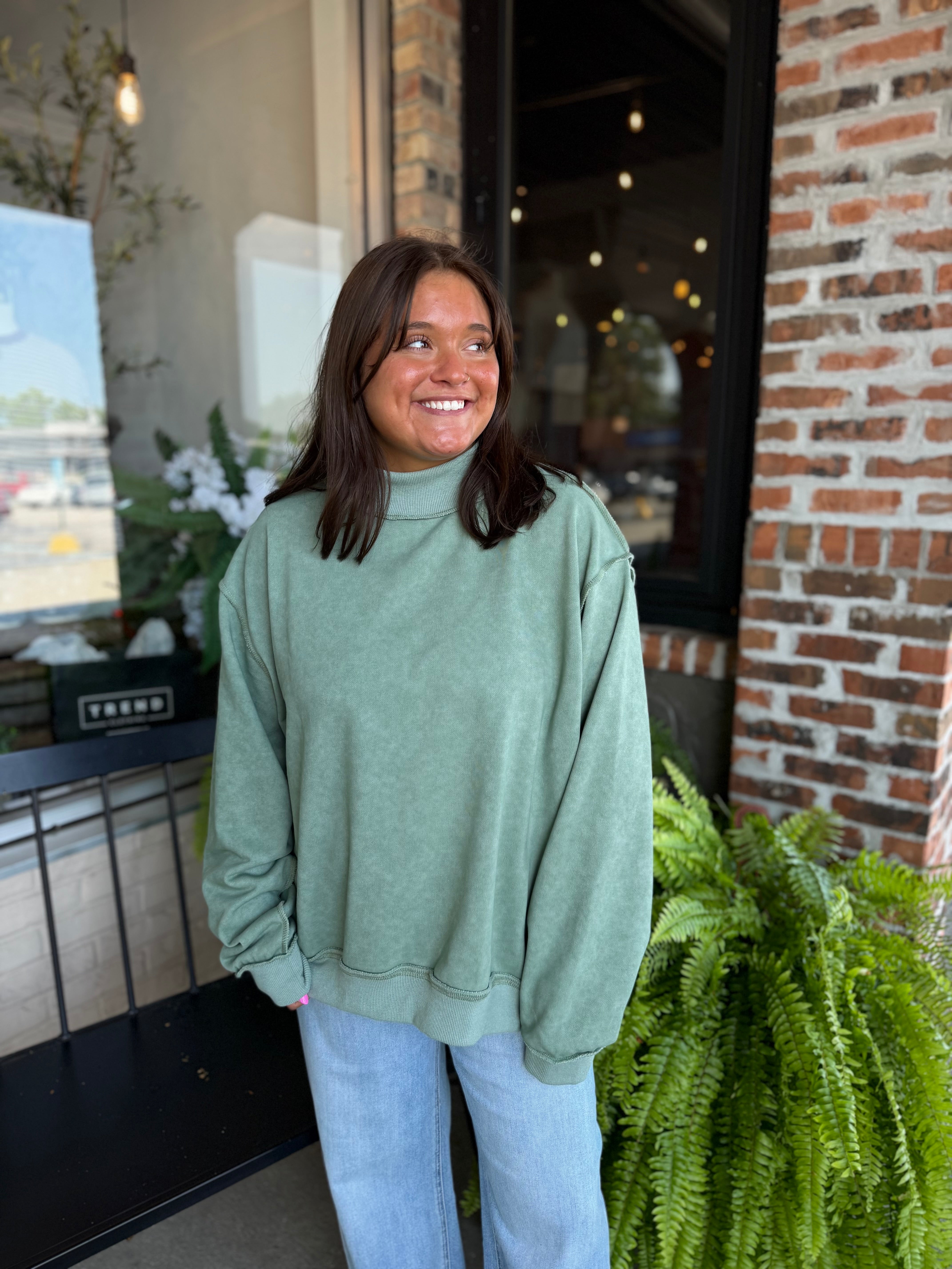 Sage Vintage Wash Oversized Sweatshirt