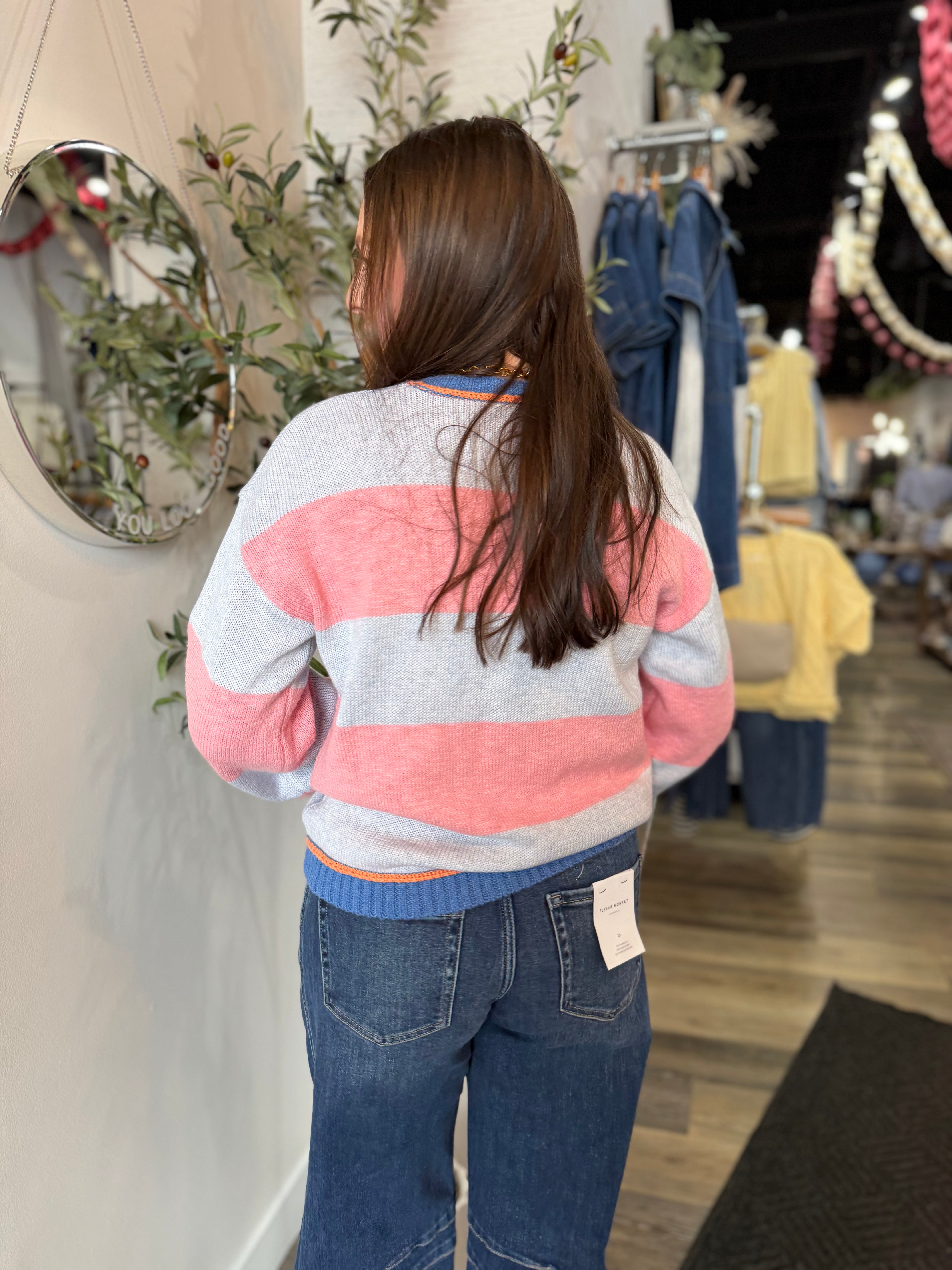 Grey & Pink Block Sweater