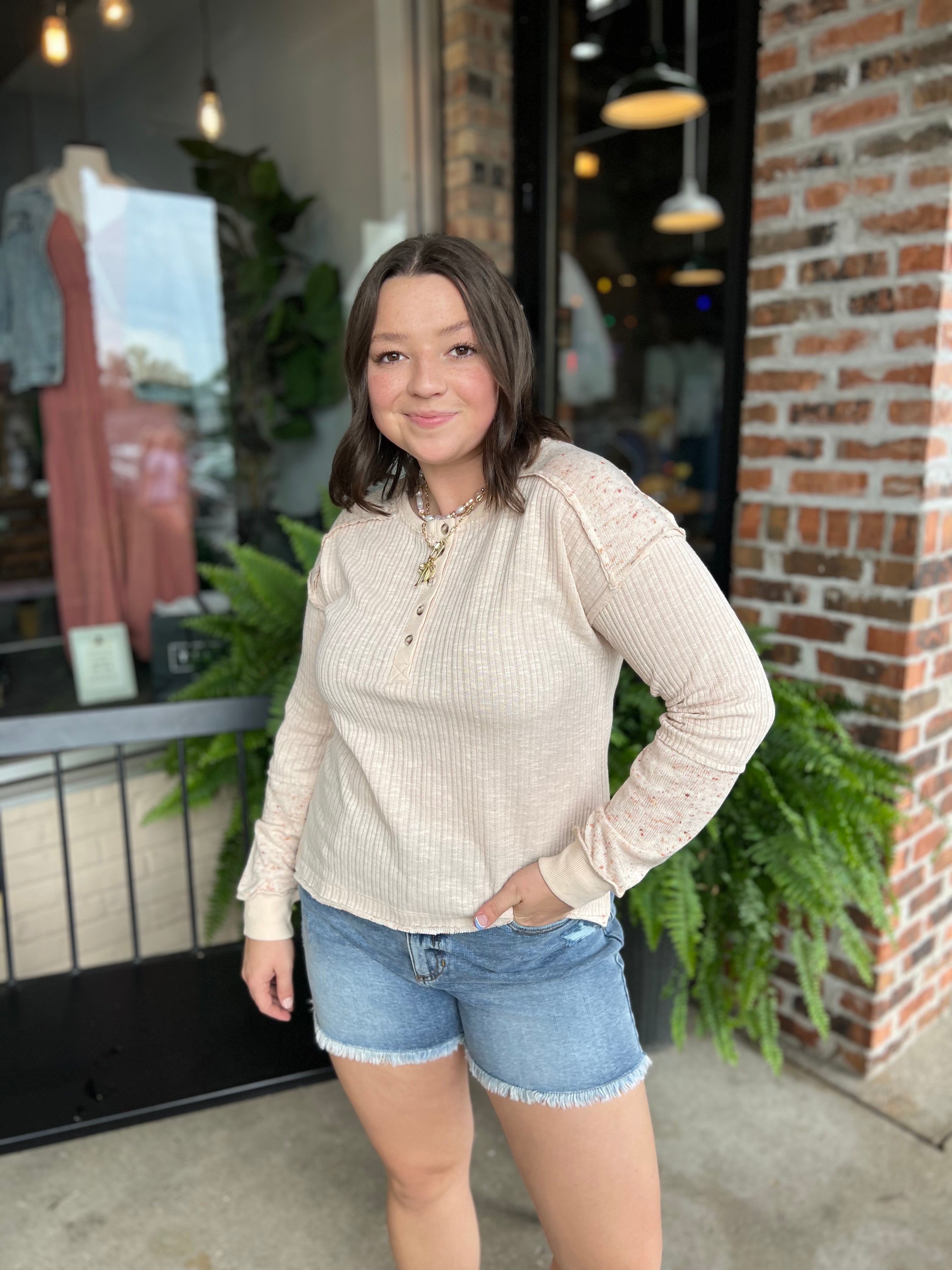 Blush Knit Henley Top - FINAL SALE
