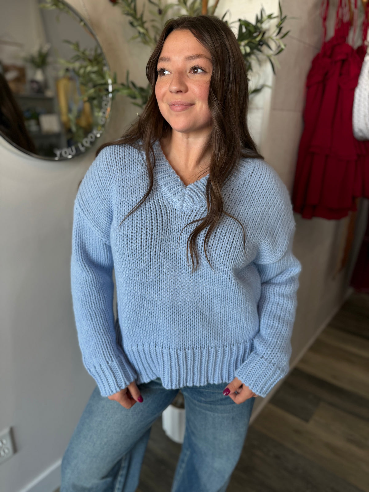 Light Blue V Neck Sweater
