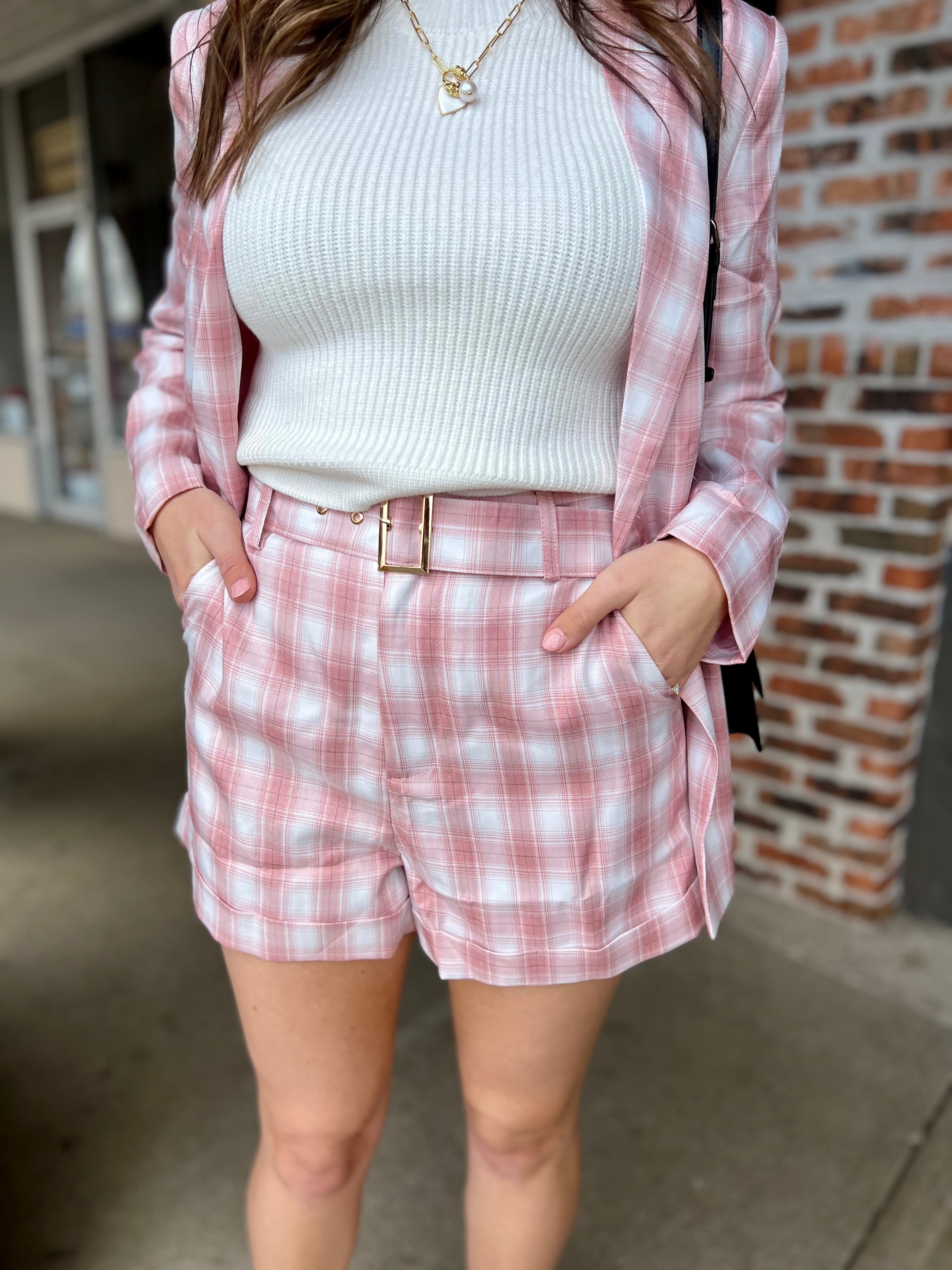 Blush Plaid Shorts