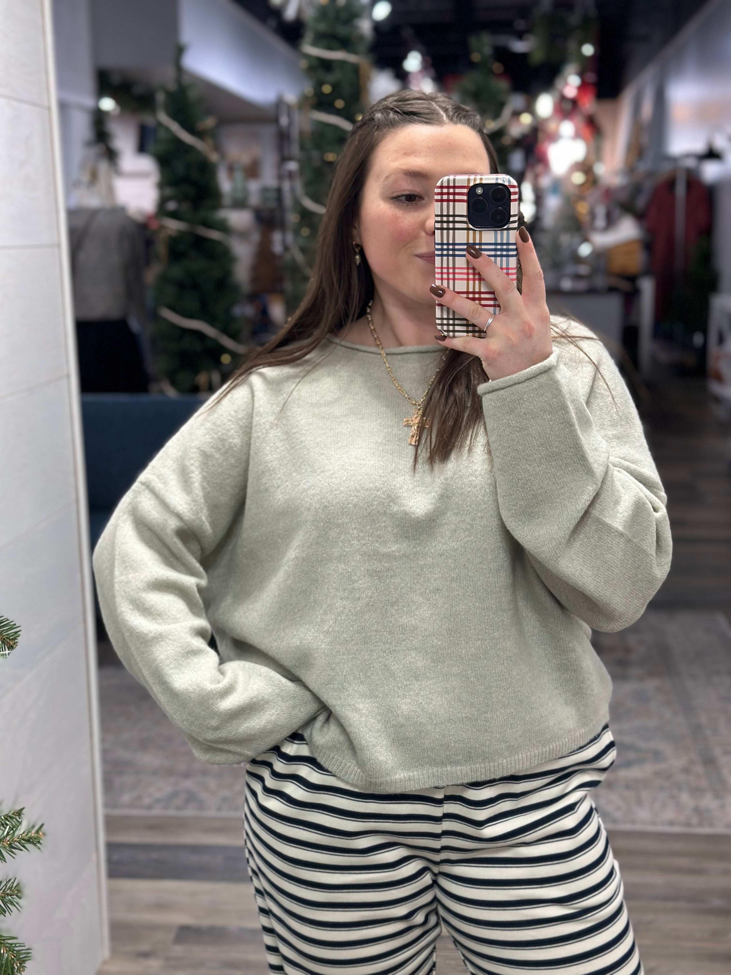 Grey Rolled Round Neck Sweater - FINAL SALE