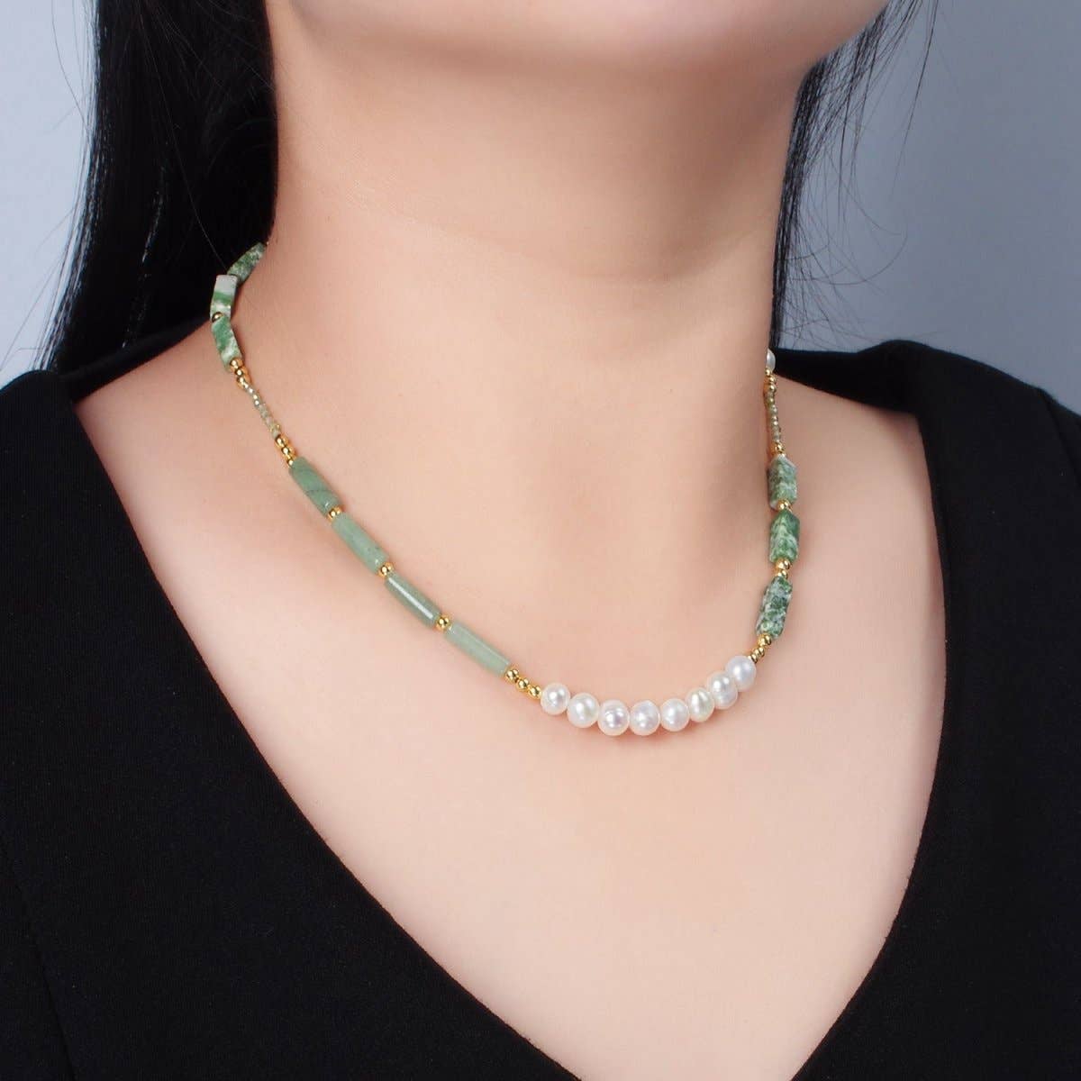 Green Jade Bead Necklace
