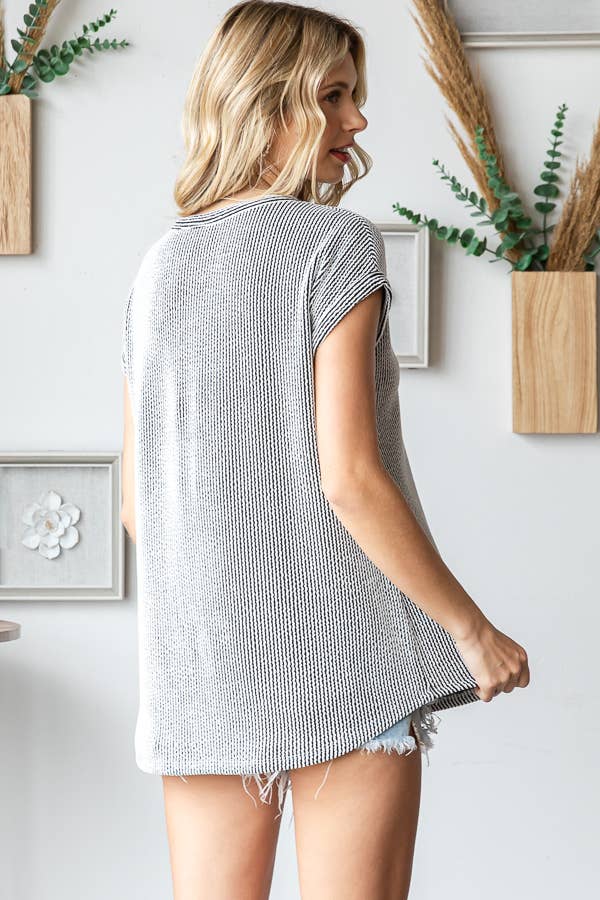 Green Ribbed Knit Top