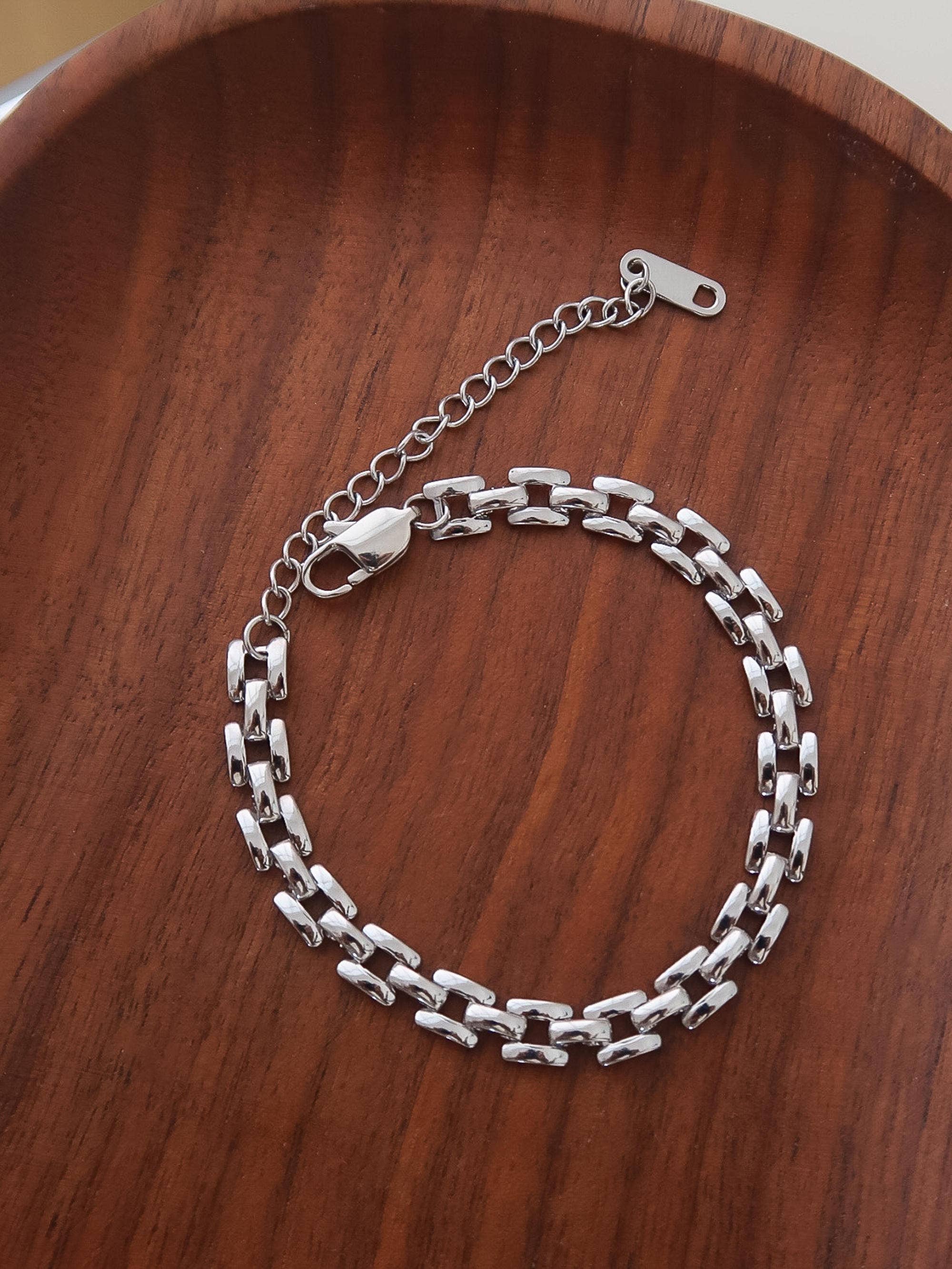 Silver 18K Non-Tarnish Flat Chain Bracelet