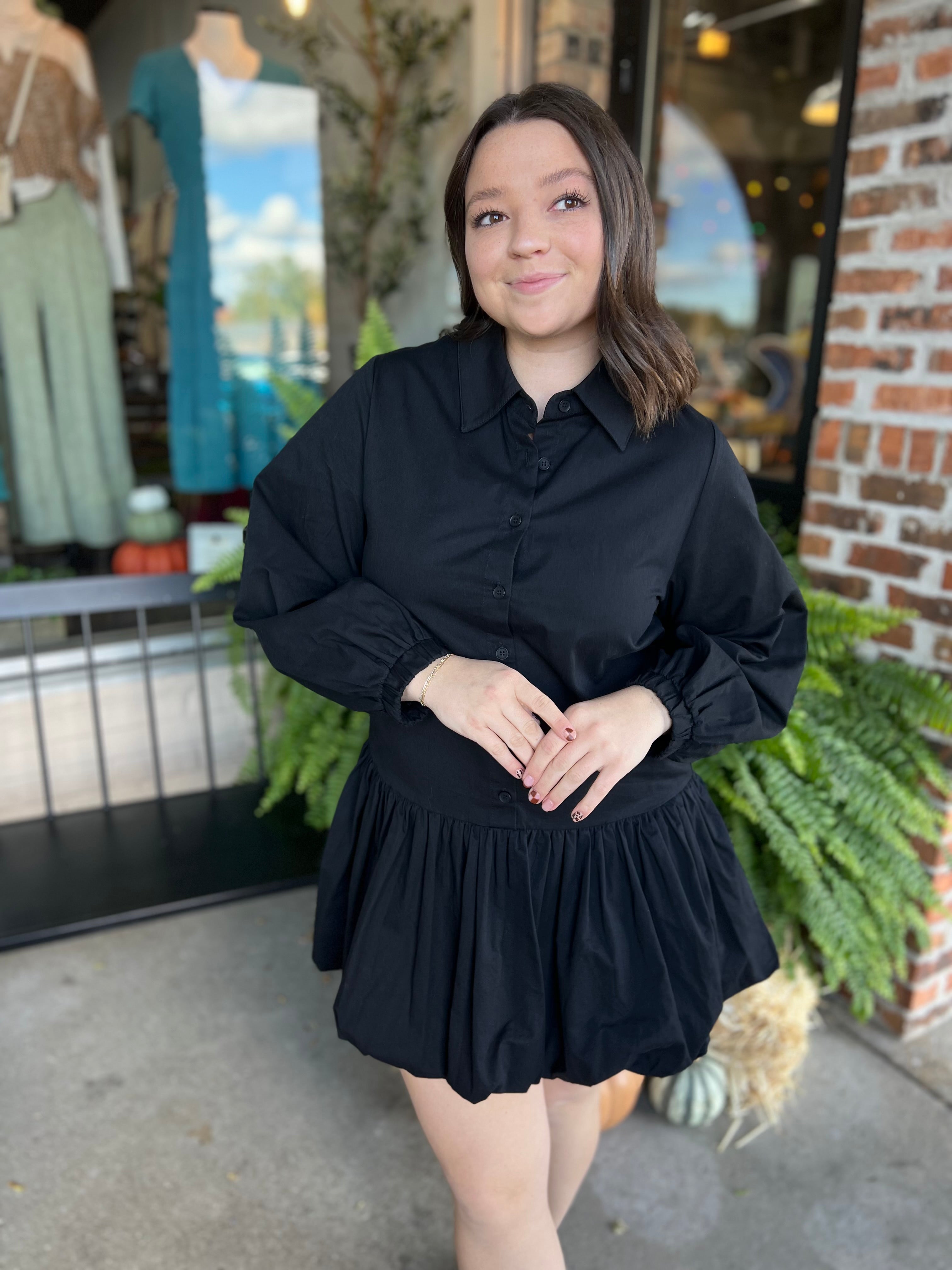 Black Bubble Hem Dress