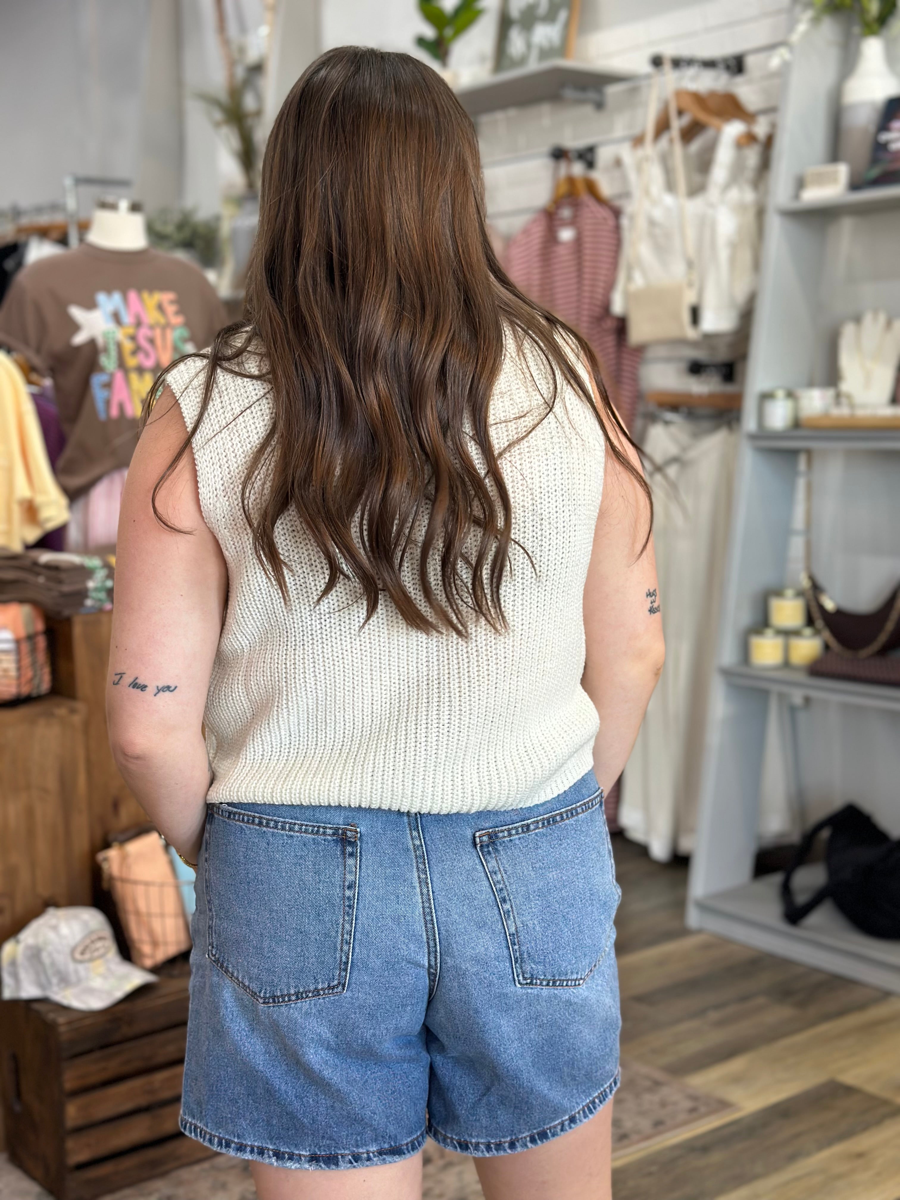 Ivory Sleeveless Knit Top