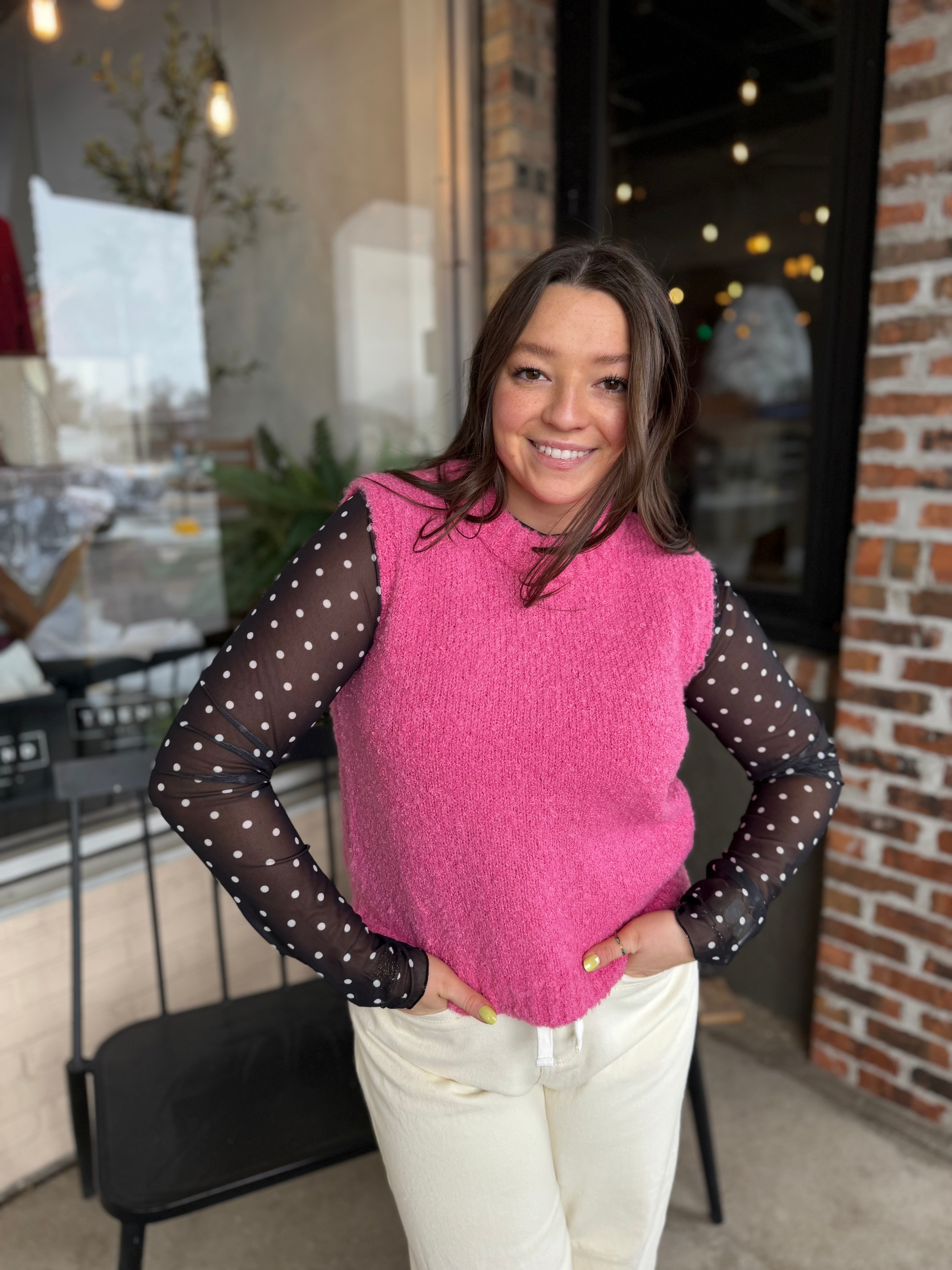 Pink Sleeveless Sweater