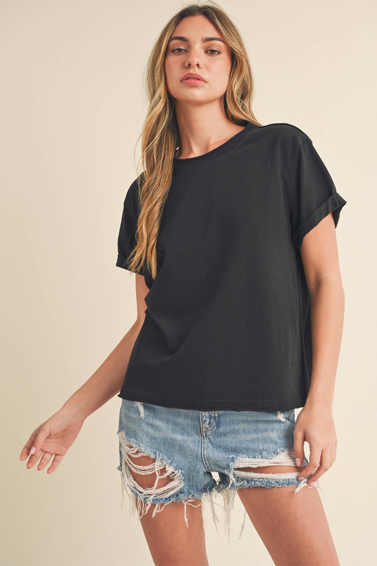 Black Short Sleeve Baby Tee