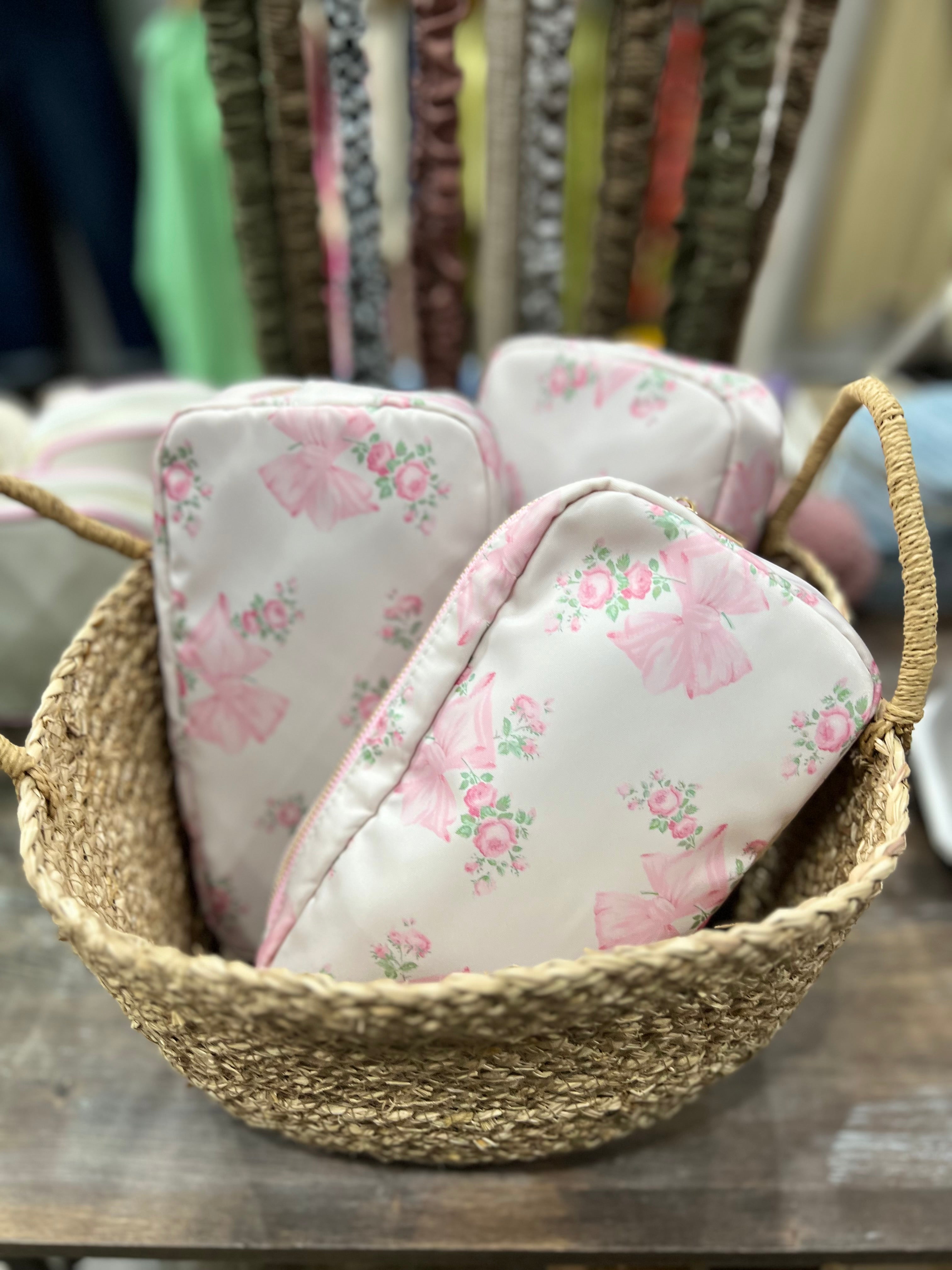 Pink Floral Cosmetic Bag