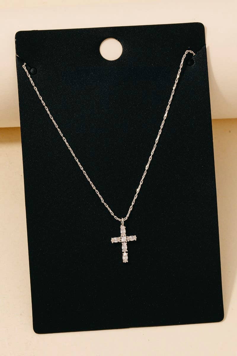 Silver Dainty Cross Pendant Necklace