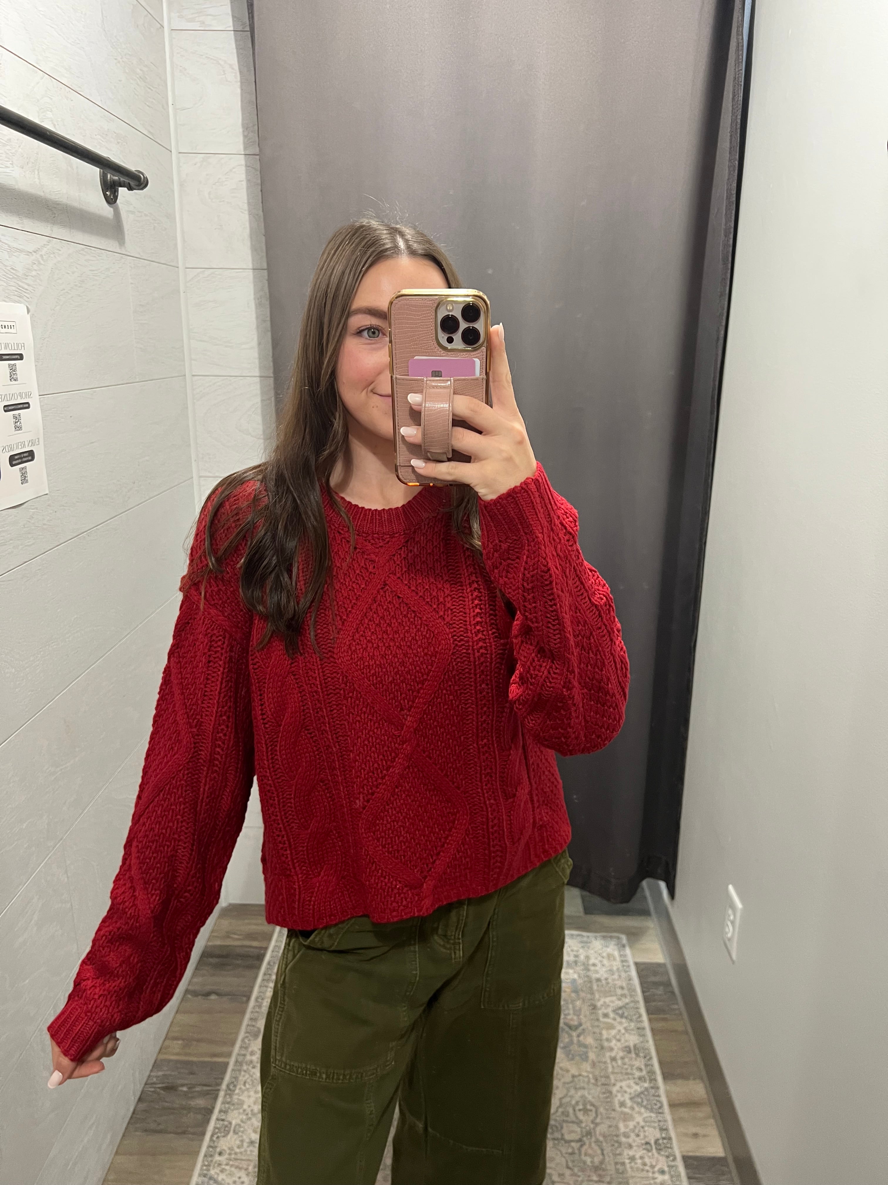 Red Cable Sweater