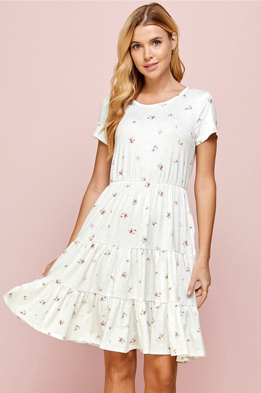 Ivory Floral Printed Dress