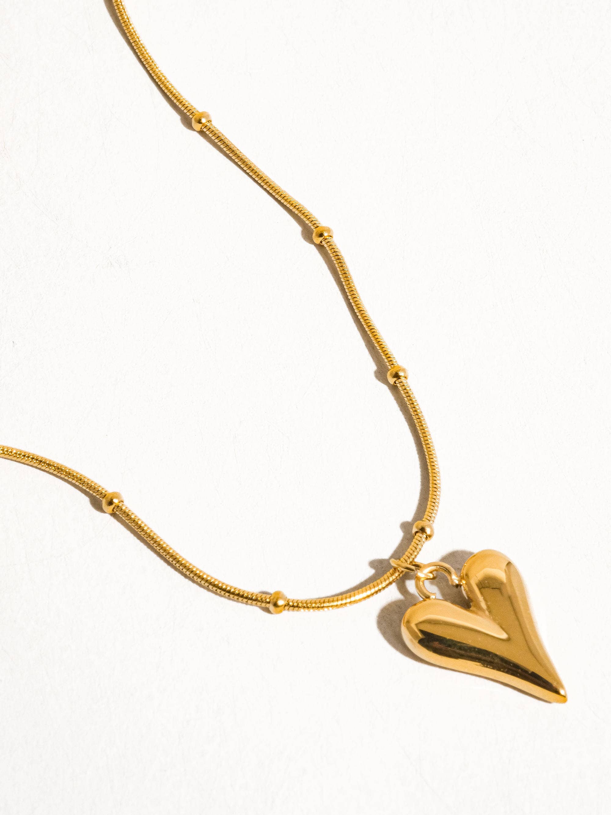 18K Gold Non-Tarnish Heart Necklace
