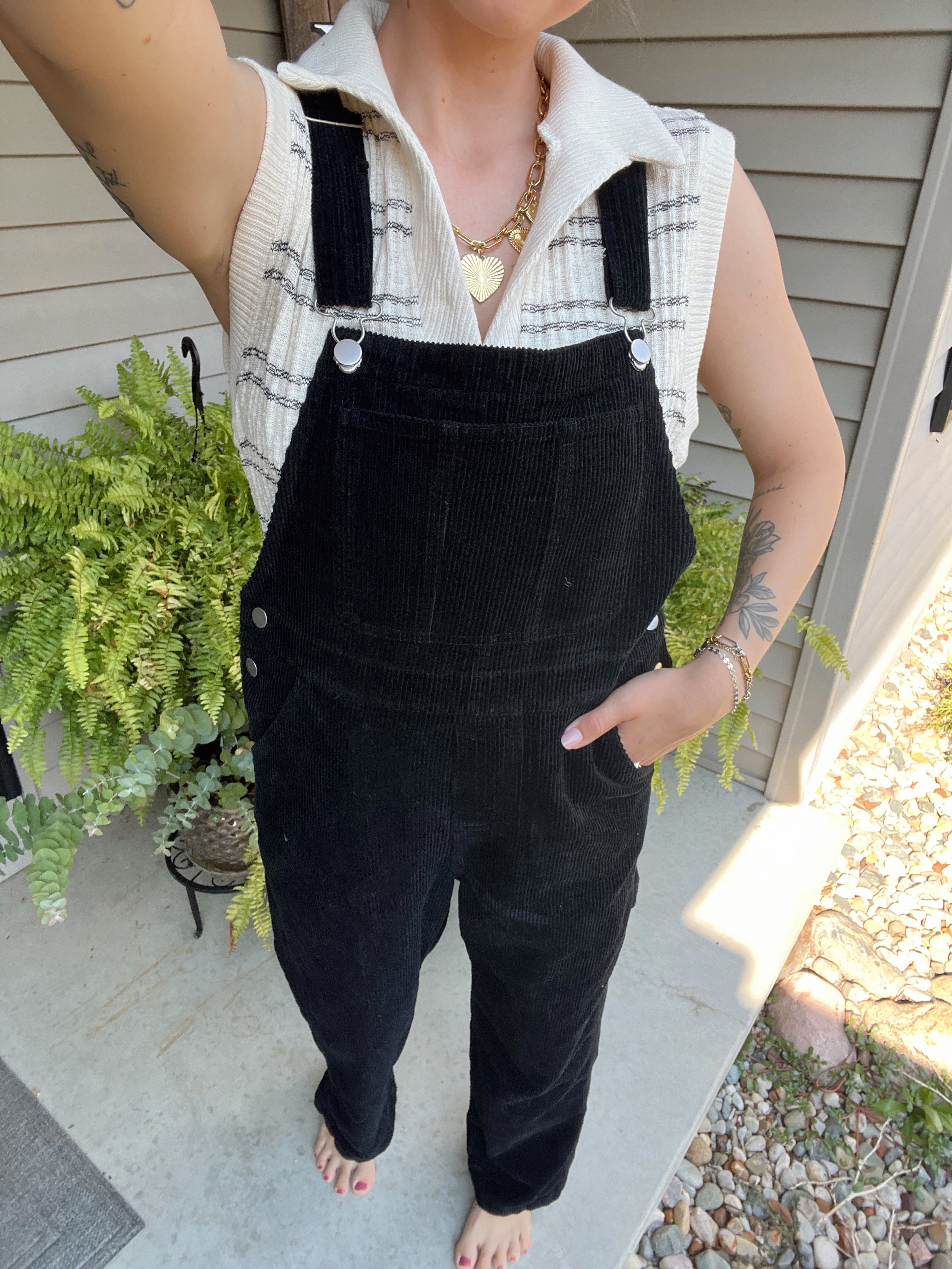 Black Corduroy Overalls