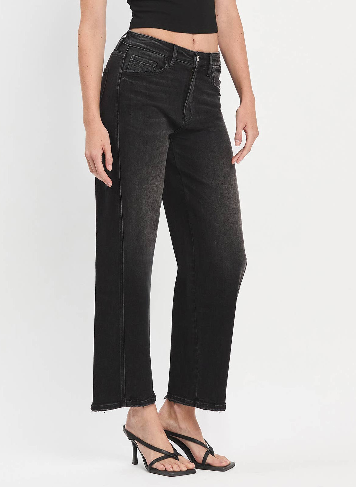 Black High Rise Barrel Jeans