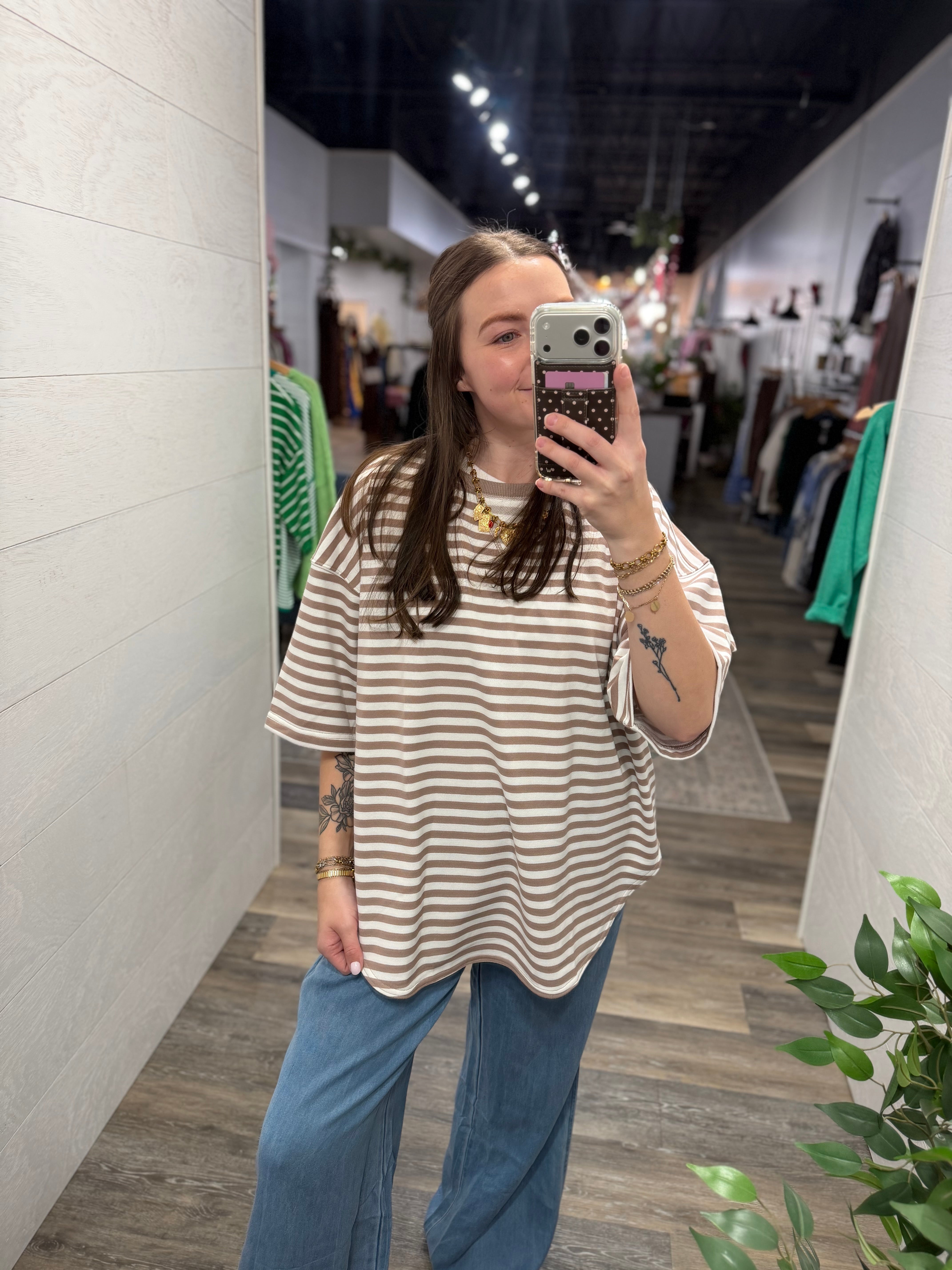 Cream & Taupe Stripe Top