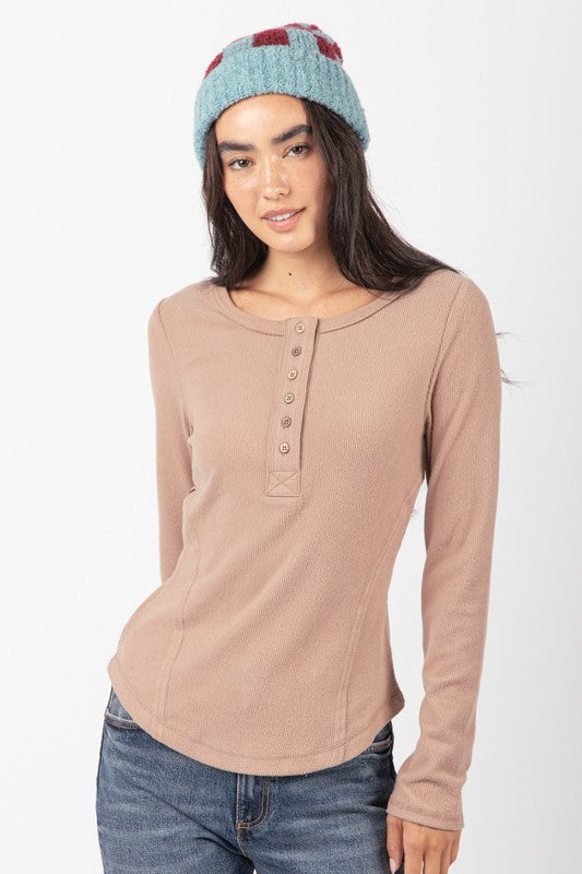 Mocha Soft Henley Top