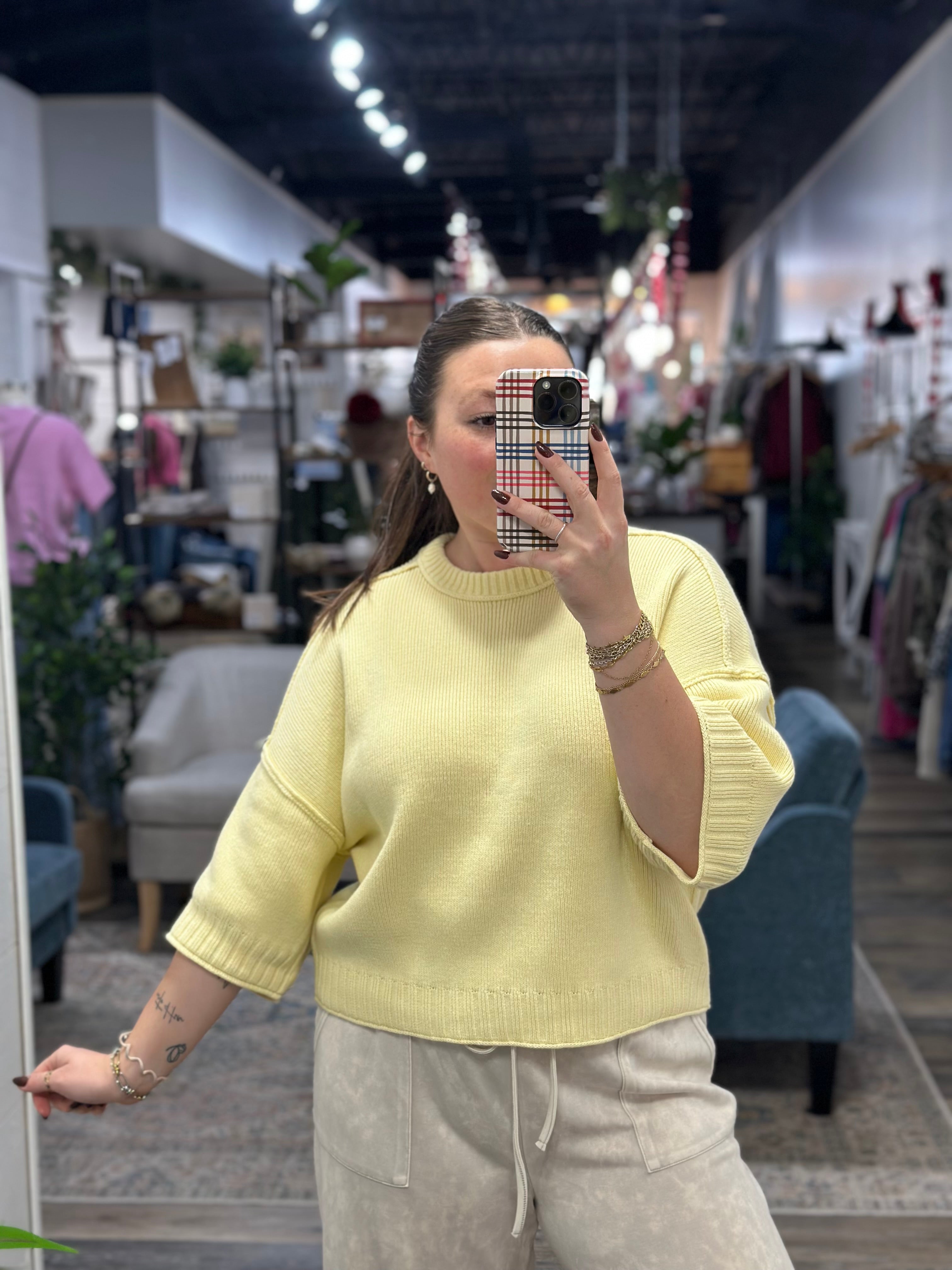 Yellow Drop Shoulder Sweater - FINAL SALE
