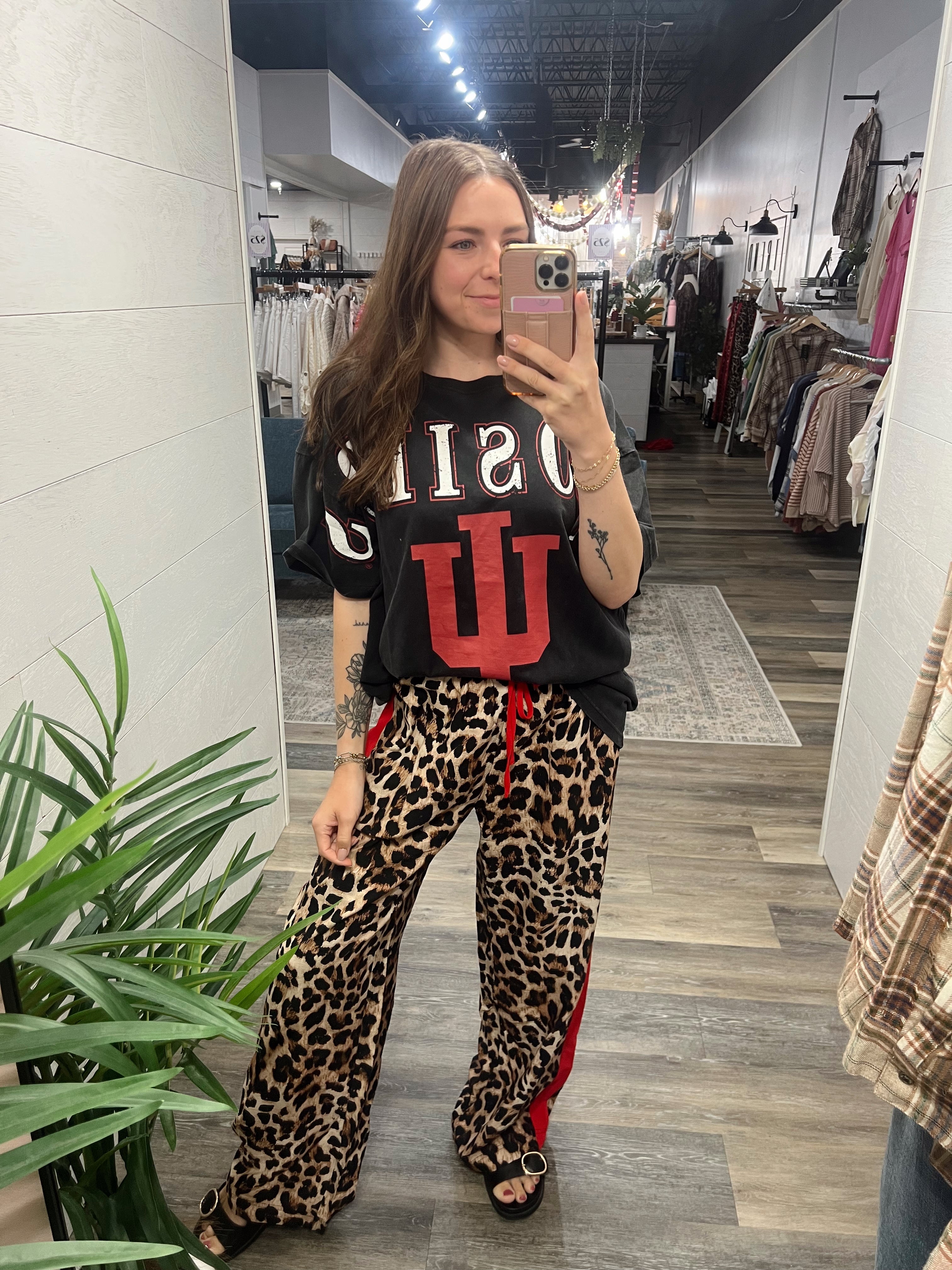 Red Leopard Track Pants