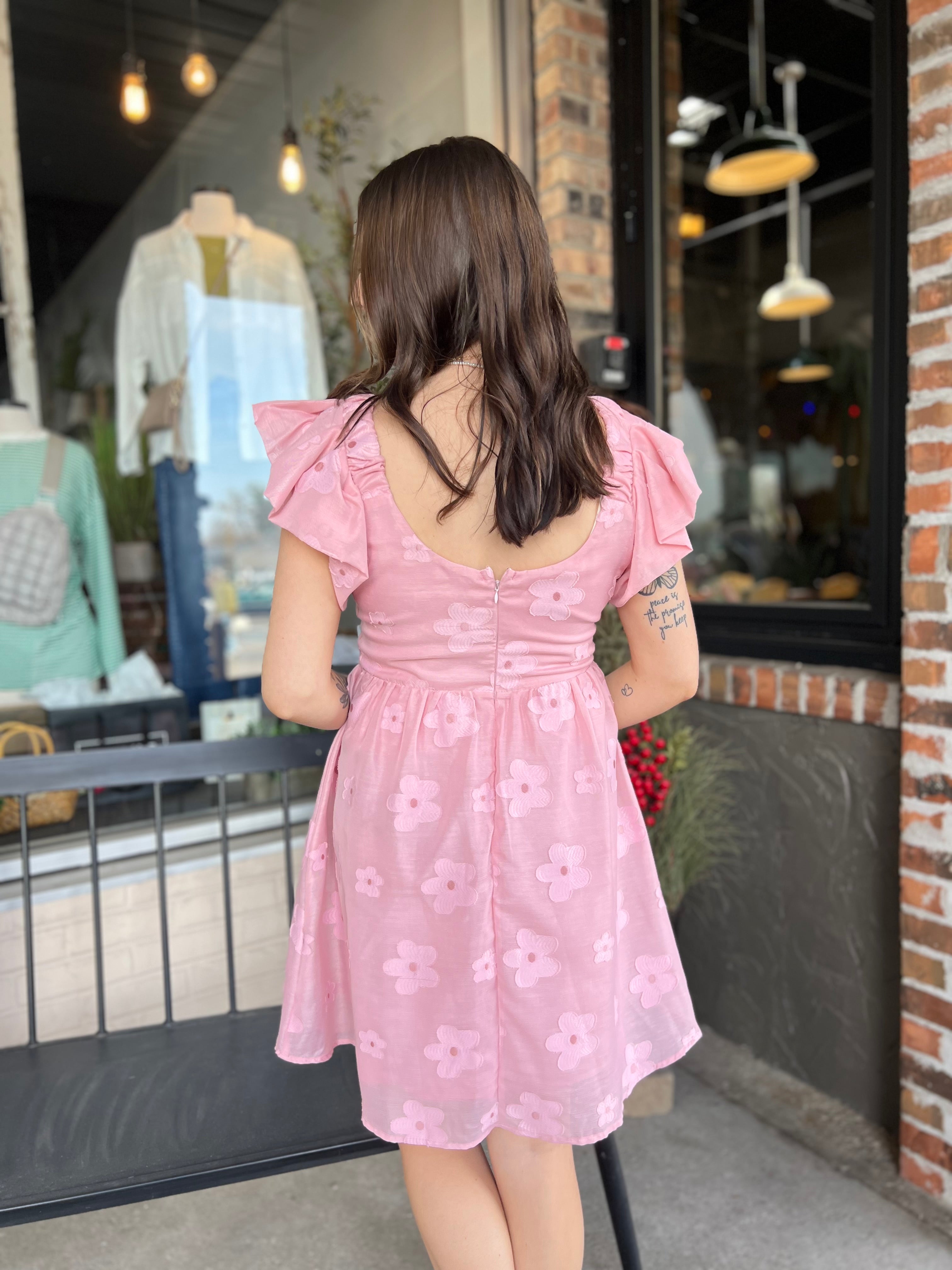 Pink Floral Embroidered Dress - FINAL SALE