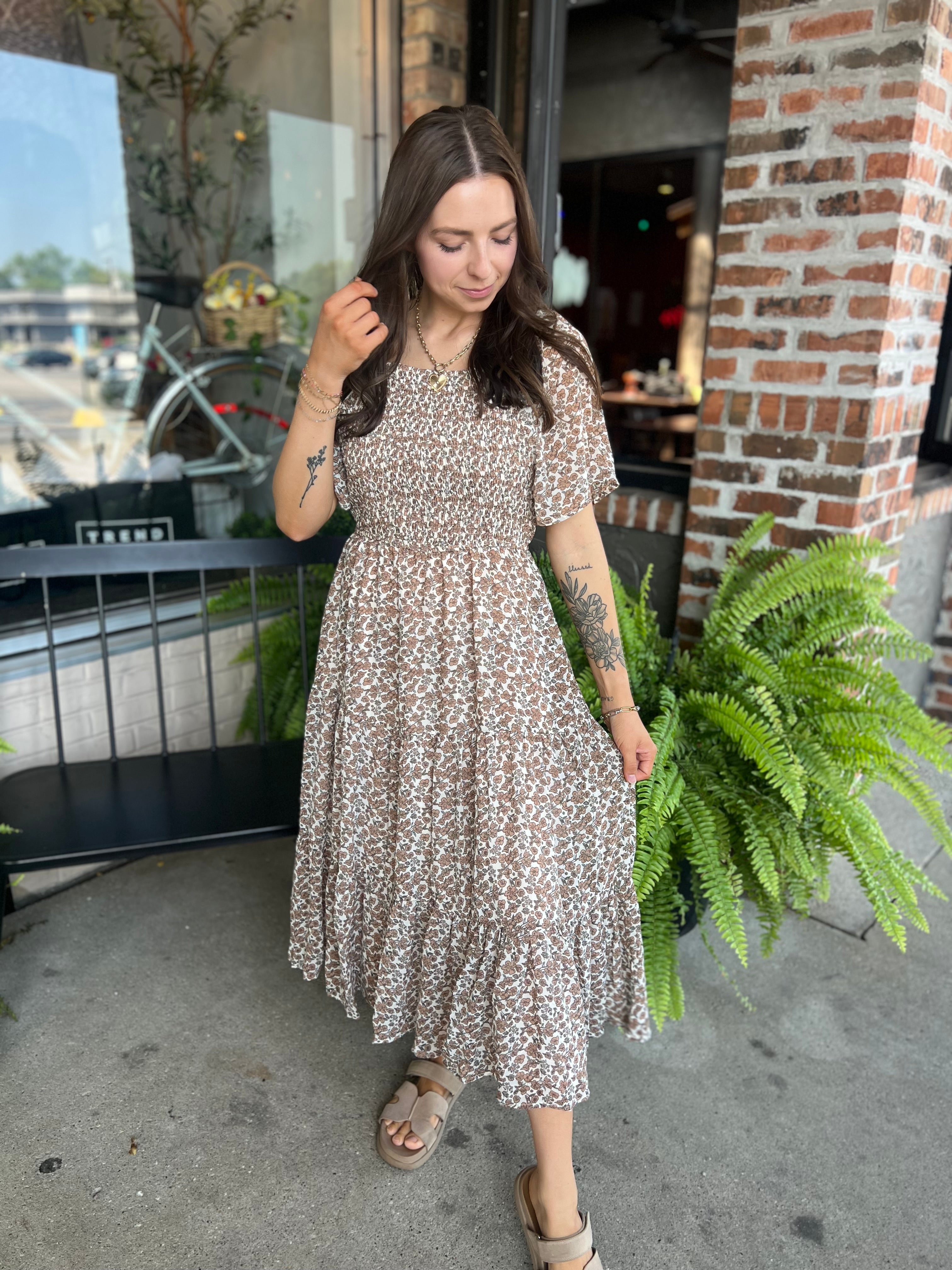 Caramel Floral Dress