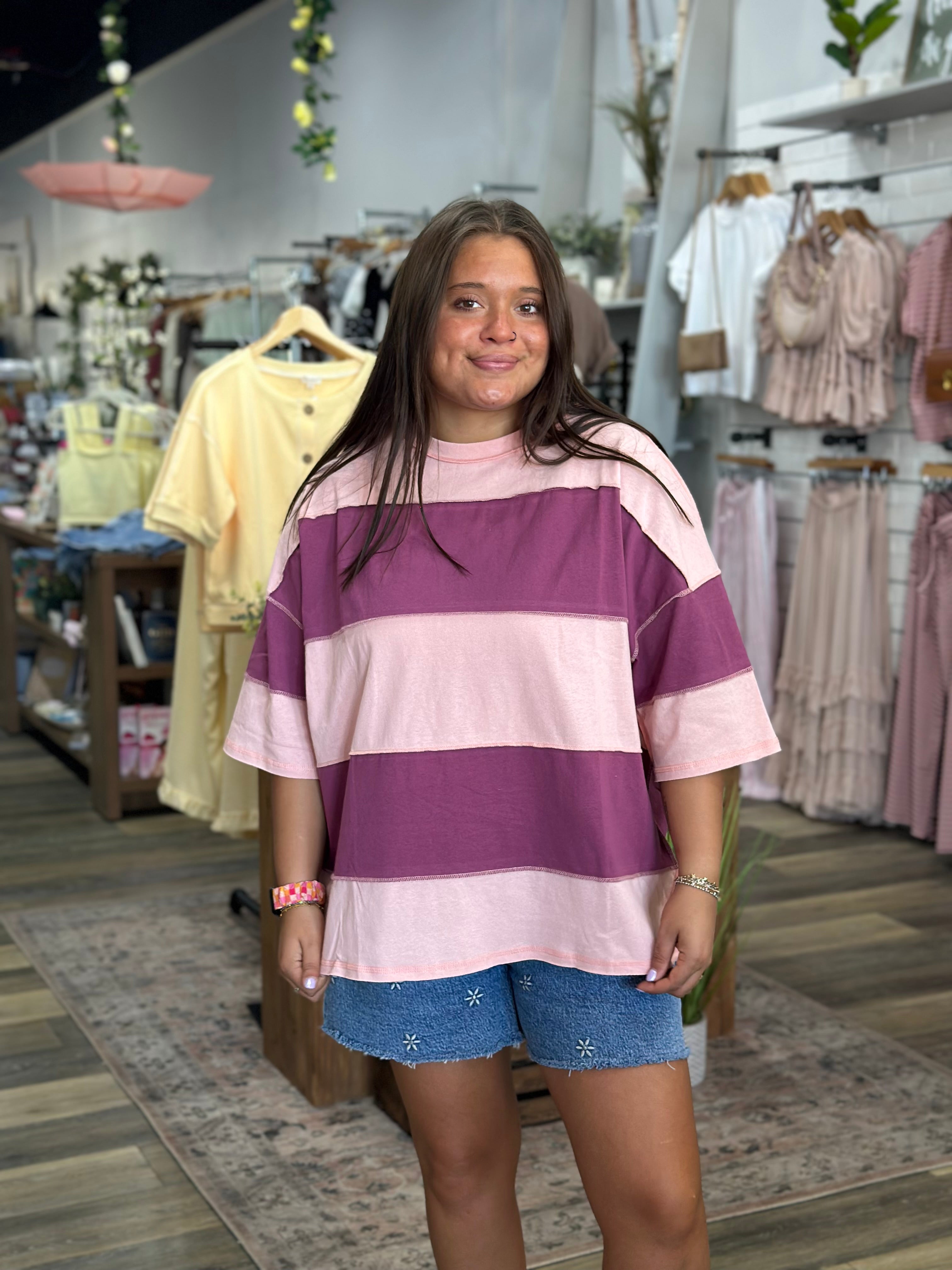 Mauve Color Block Top