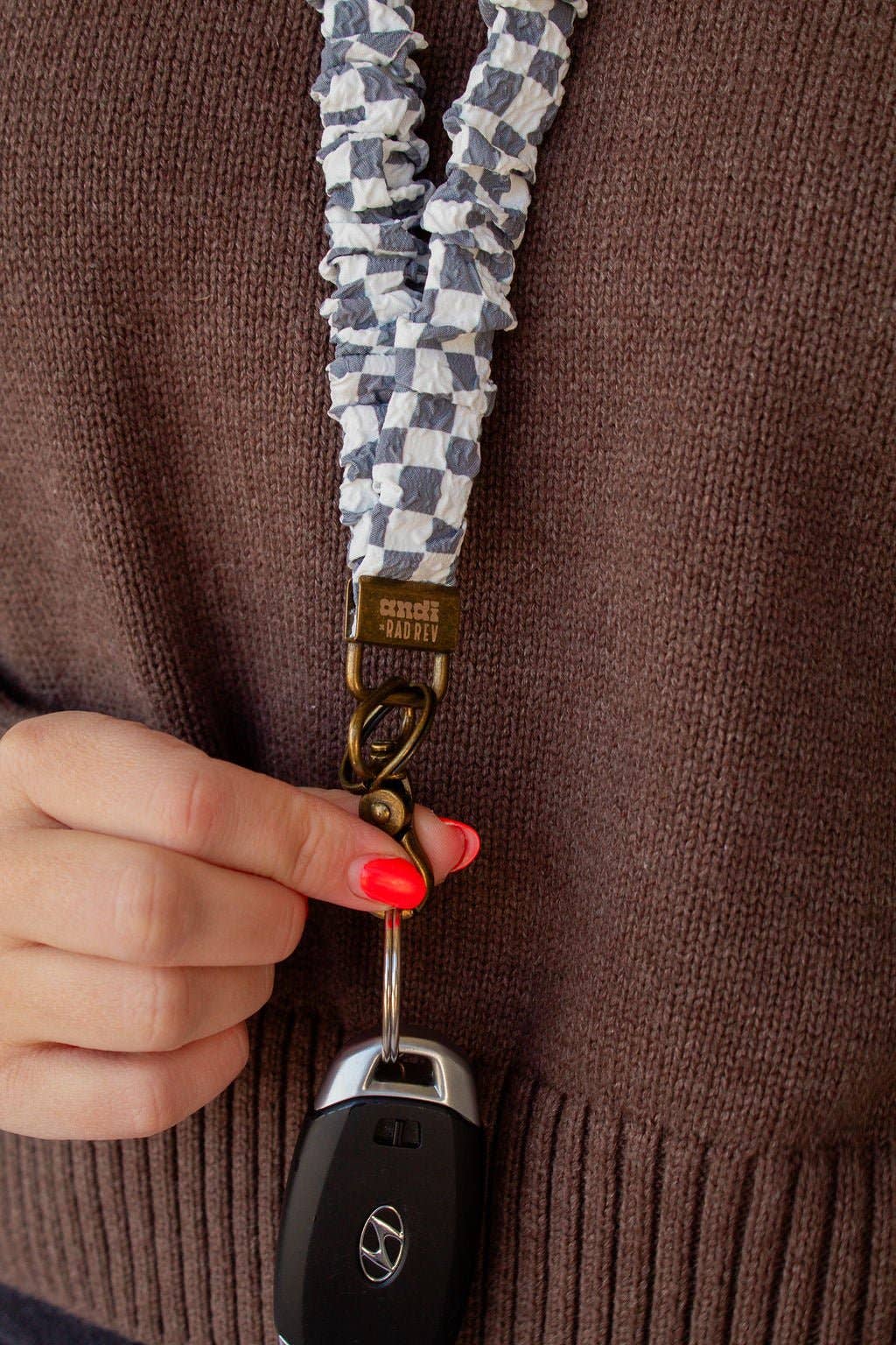 Grey Checkered Lanyard