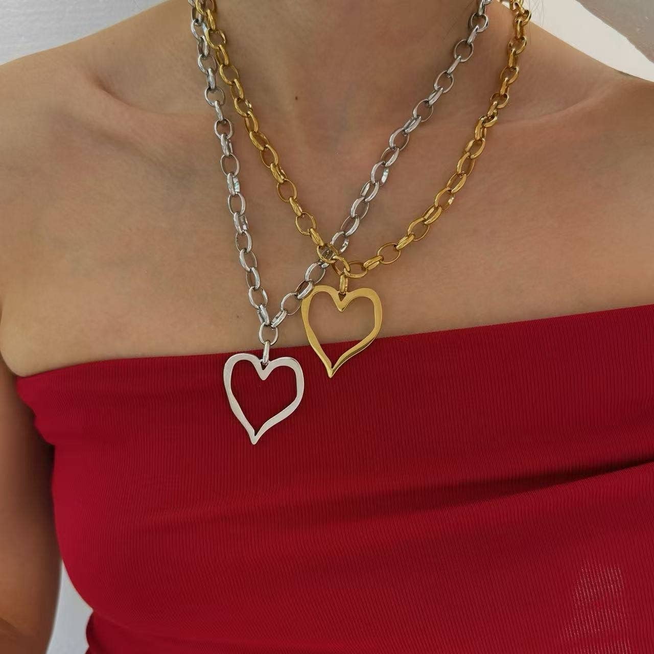 18K Silver Tarnish Free Heart Necklace