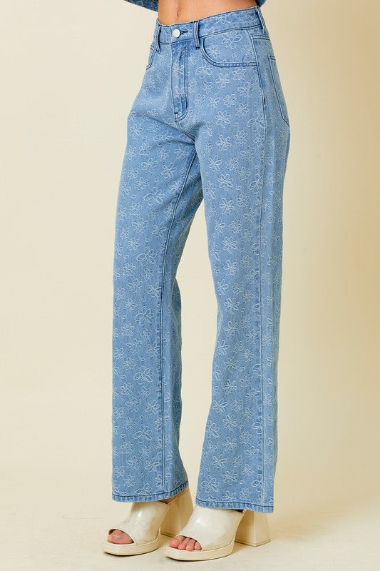 Floral Printed Denim Jeans - FINAL SALE