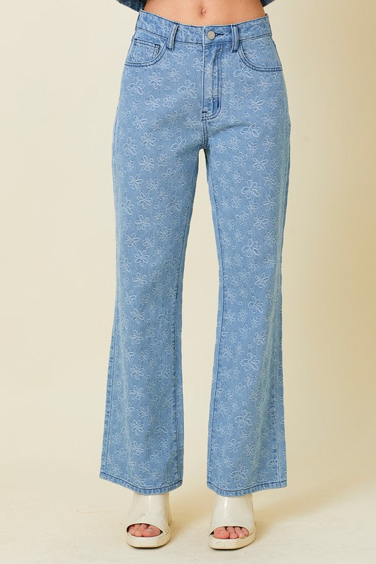 Floral Printed Denim Jeans - FINAL SALE