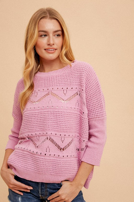 Orchid Crochet Dolman Sweater - FINAL SALE