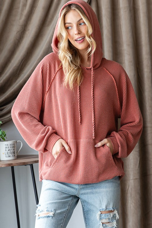 Plus Cinnamon Ribbed Hoodie