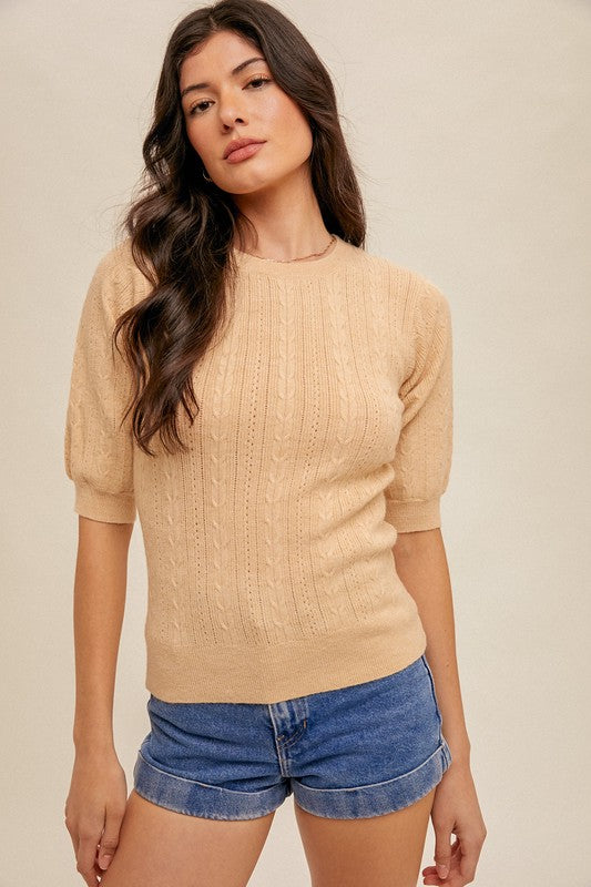 Peach Short Sleeve Sweater - FINAL SALE