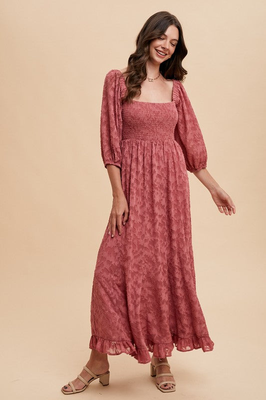 Rose Ruffled Hem Maxi Dress