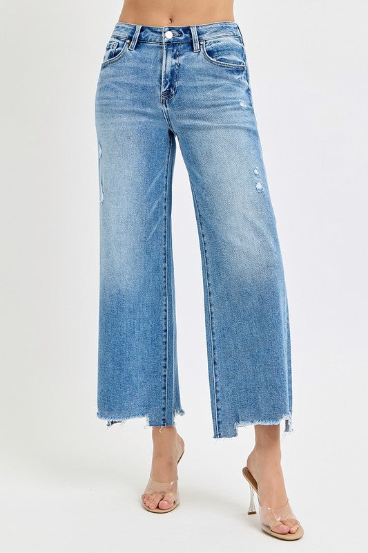 High Rise Crop Wide Leg Jeans