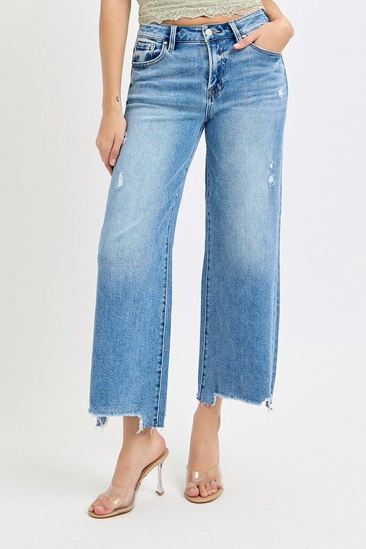 High Rise Crop Wide Leg Jeans