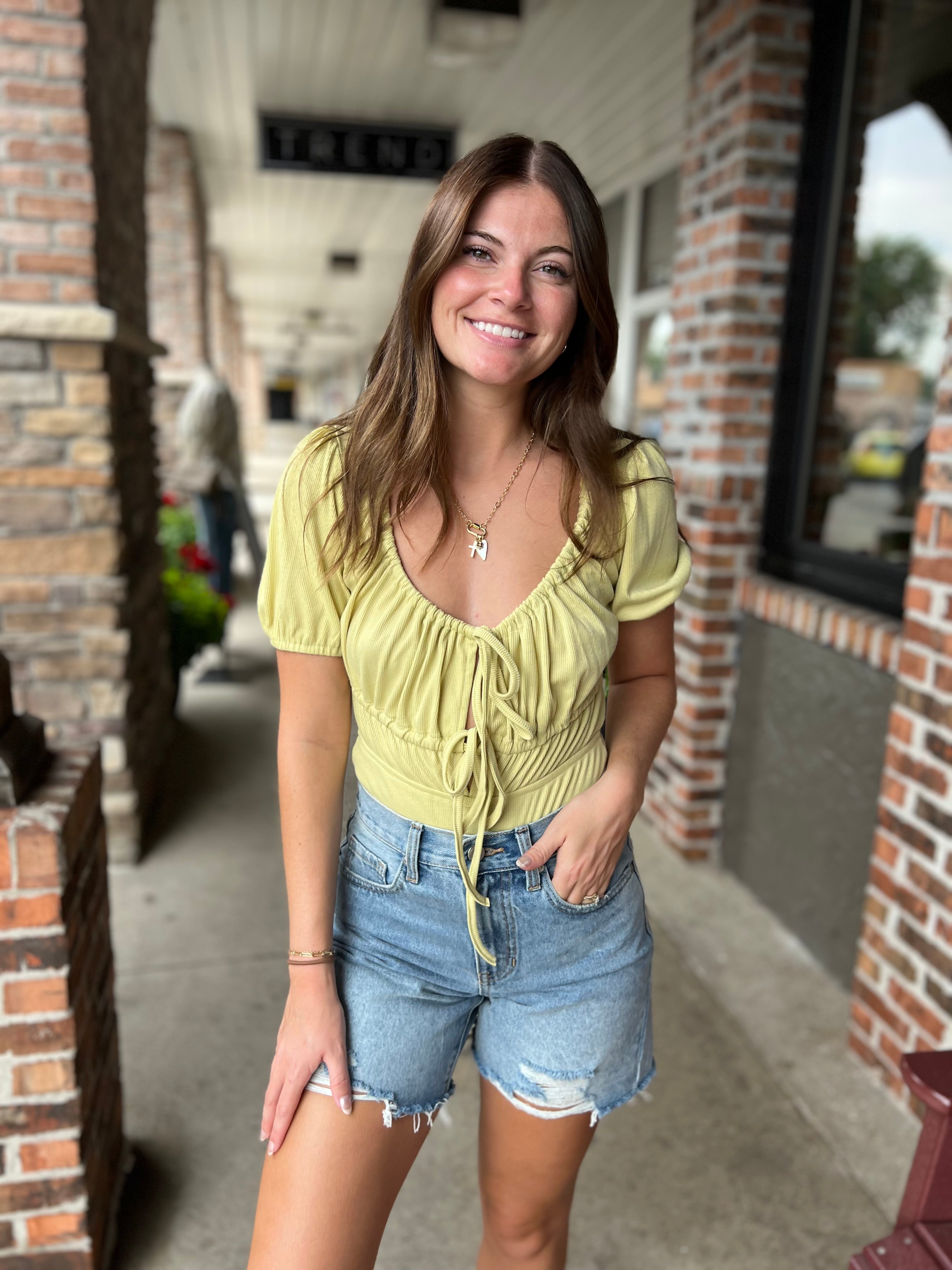 Lime Square Neck Bodysuit - FINAL SALE