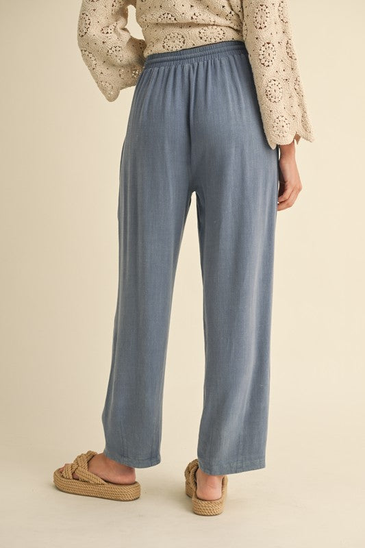 Blue Belted Barrel Pants